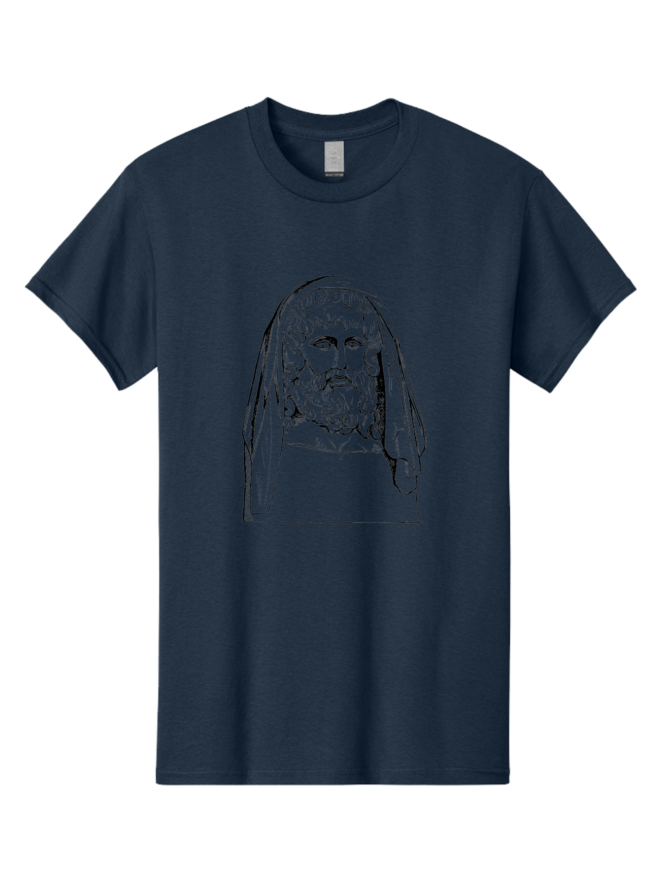 Homer Men'S Graphic Tee, 100% Cotton, Comfortable Casual Summer Wear, Machine Washable, Classical Illustration, Ancient Greek Poet, Bearded Man, Curly Hair, Hooded Figure, Literary Figure, Historical Portrait, Vintage Artwork, -  Aaa544
