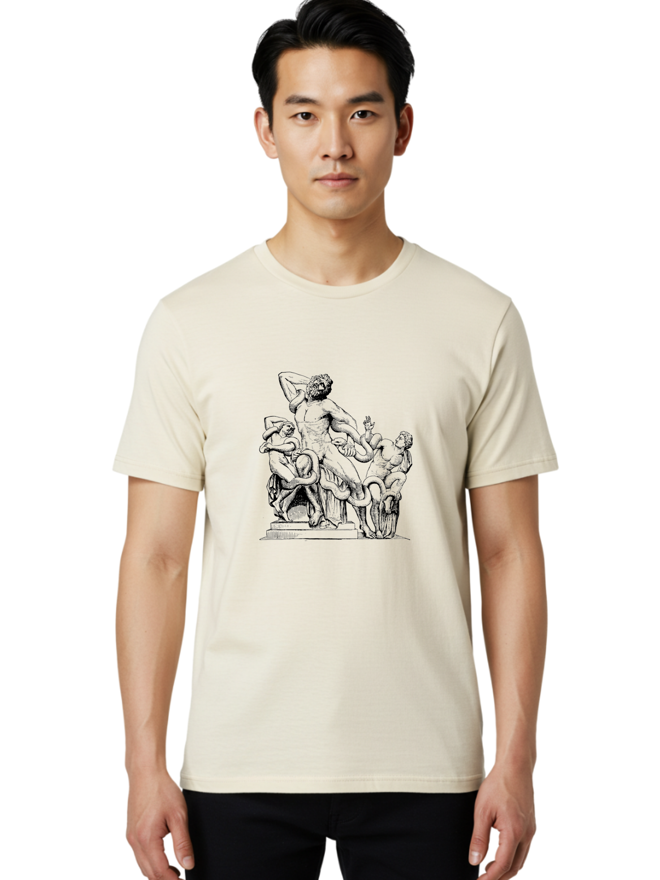 Laocoon-And-Sons Men'S Graphic Tee, 100% Cotton, Comfortable Casual Summer Wear, Machine Washable, Ancient Greek Sculpture, Laocoon And Sons, Mythological Scene, Serpent Attack, Classical Art, Renaissance Inspiration, Dramatic Pose, -  Aaa547