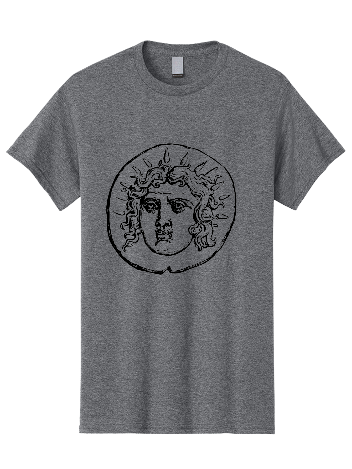 Medusa-Coin Men'S Graphic Tee, 100% Cotton, Comfortable Casual Summer Wear, Machine Washable, Medusa Head, Gorgon Myth, Curly Hair, Intense Gaze, Mythological Creature, Ancient Symbolism, Mystical Power, Gothic Style, Mythical Being, -  Aaa550