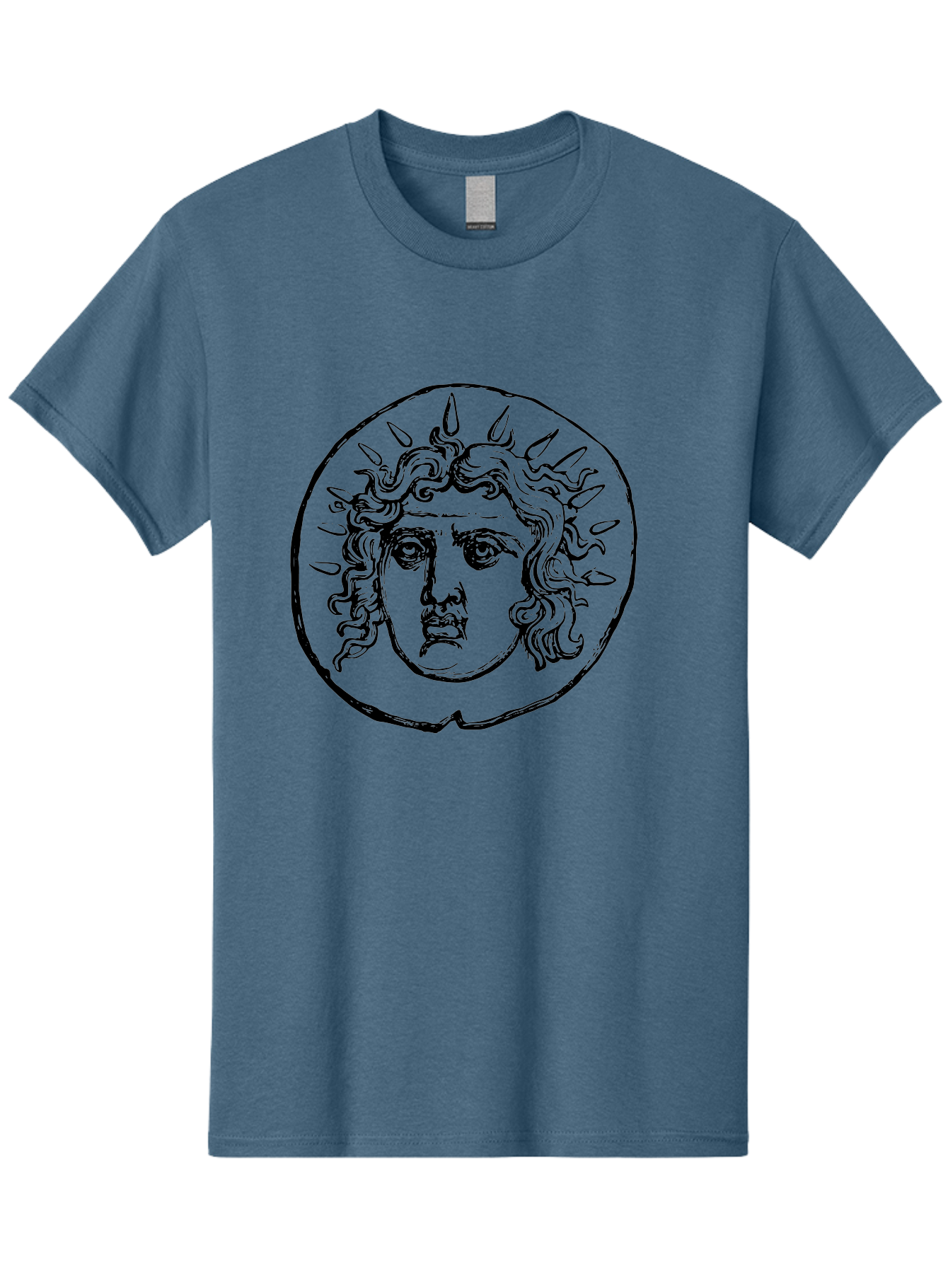 Medusa-Coin Men'S Graphic Tee, 100% Cotton, Comfortable Casual Summer Wear, Machine Washable, Medusa Head, Gorgon Myth, Curly Hair, Intense Gaze, Mythological Creature, Ancient Symbolism, Mystical Power, Gothic Style, Mythical Being, -  Aaa550