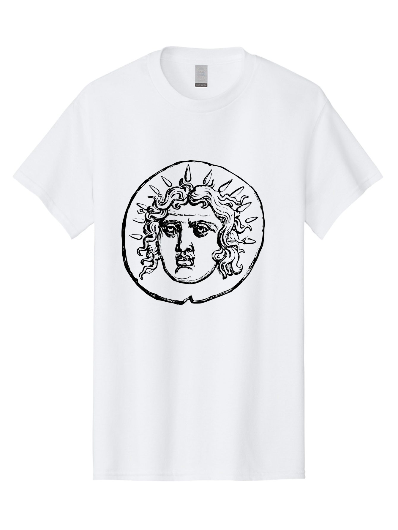 Medusa-Coin Men'S Graphic Tee, 100% Cotton, Comfortable Casual Summer Wear, Machine Washable, Medusa Head, Gorgon Myth, Curly Hair, Intense Gaze, Mythological Creature, Ancient Symbolism, Mystical Power, Gothic Style, Mythical Being, -  Aaa550