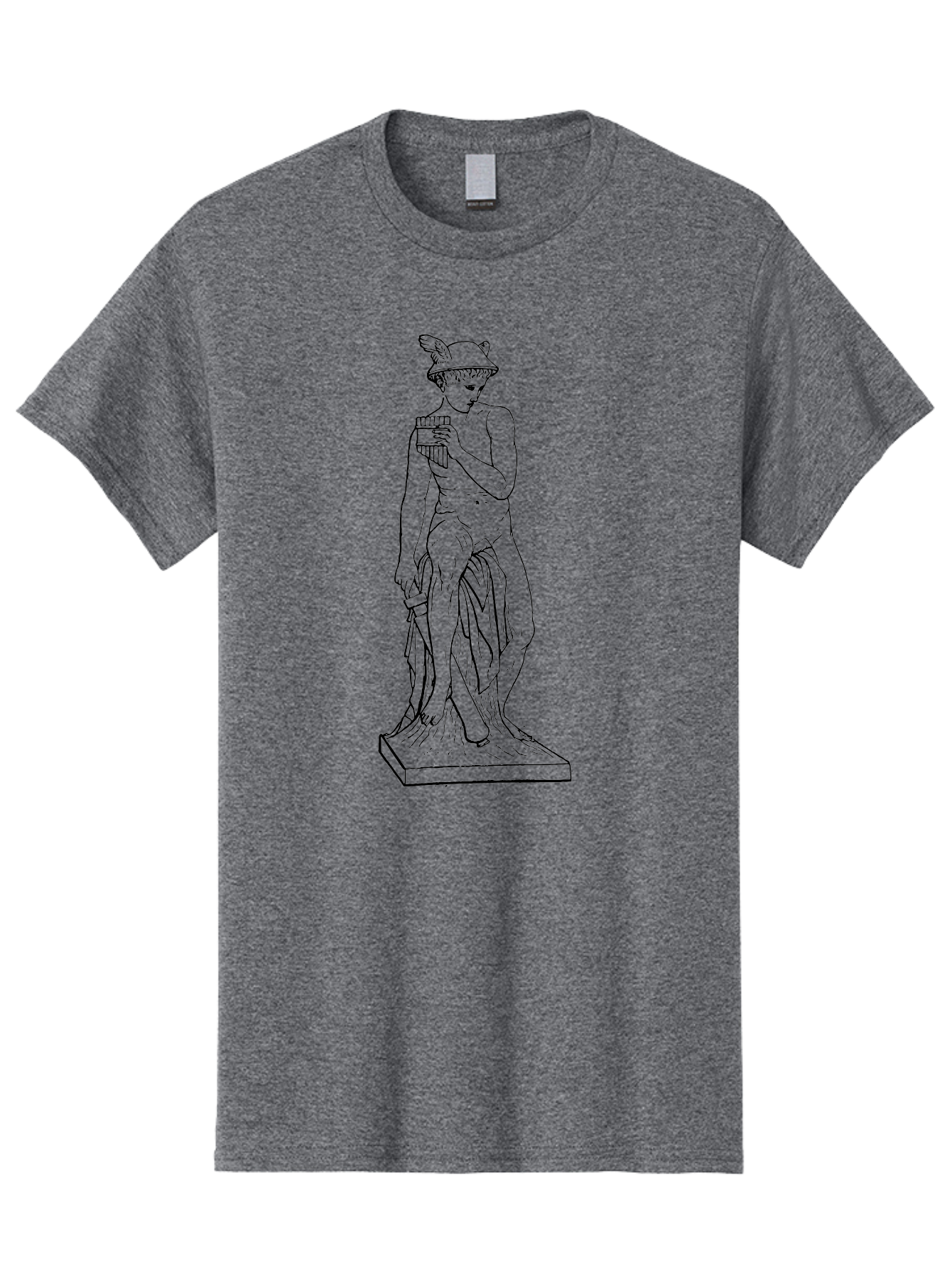 Mercury-Statue Men'S Graphic Tee, 100% Cotton, Comfortable Casual Summer Wear, Machine Washable, Classical Greek Statue, Male Figure, Draped Clothing, Mythological Symbol, Ancient Art, Greek God, Symbolic Representation, Cultural Heritage, -  Aaa551