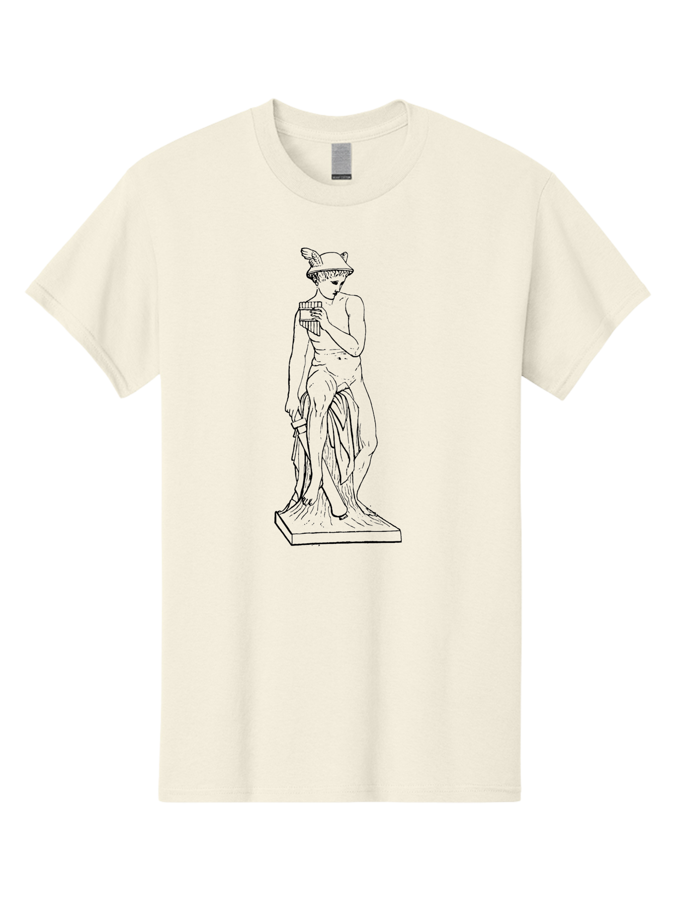 Mercury-Statue Men'S Graphic Tee, 100% Cotton, Comfortable Casual Summer Wear, Machine Washable, Classical Greek Statue, Male Figure, Draped Clothing, Mythological Symbol, Ancient Art, Greek God, Symbolic Representation, Cultural Heritage, -  Aaa551