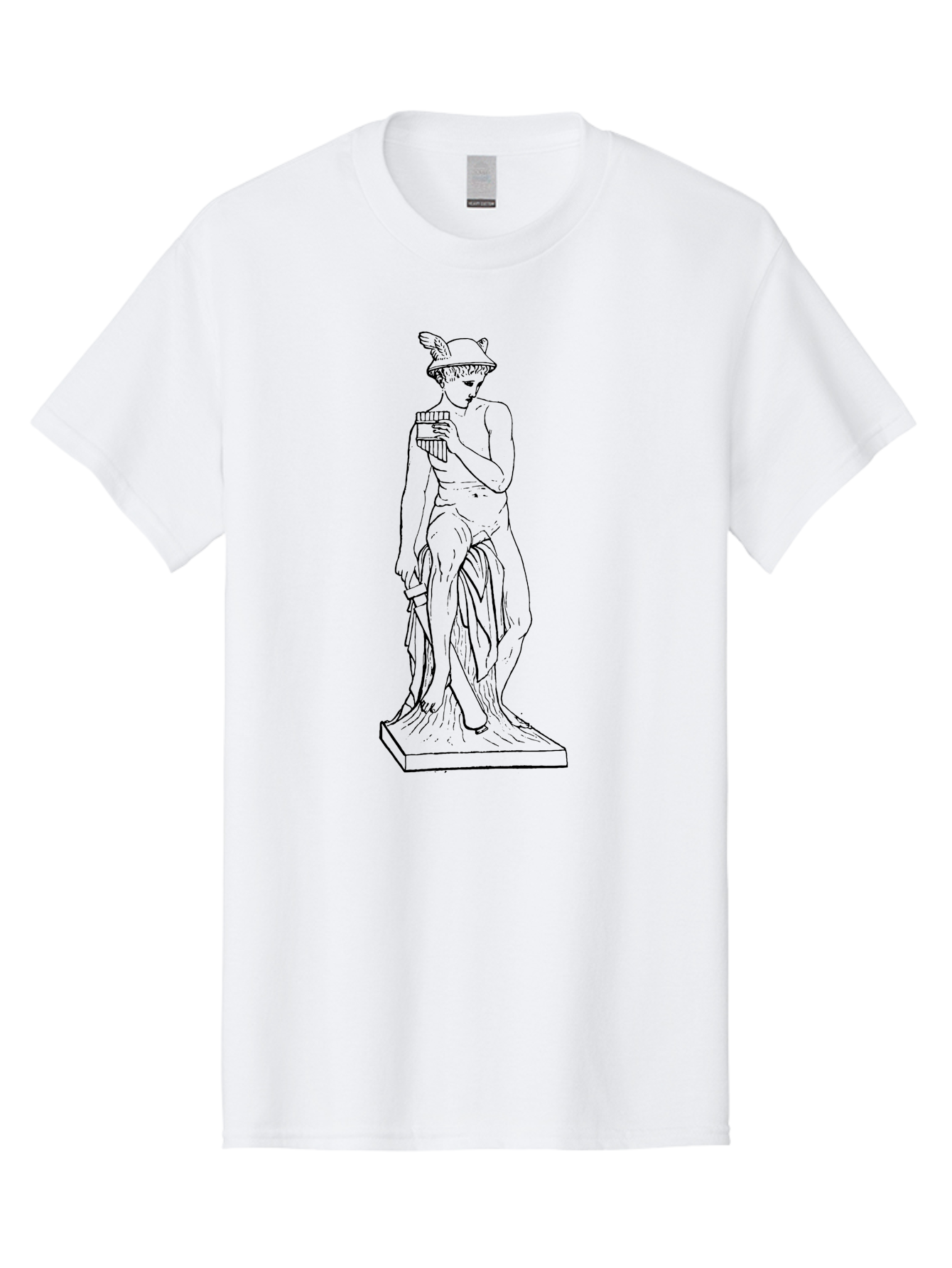 Mercury-Statue Men'S Graphic Tee, 100% Cotton, Comfortable Casual Summer Wear, Machine Washable, Classical Greek Statue, Male Figure, Draped Clothing, Mythological Symbol, Ancient Art, Greek God, Symbolic Representation, Cultural Heritage, -  Aaa551