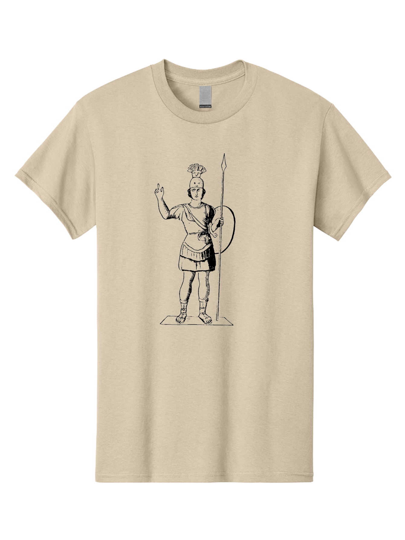 Roman-Soldier Men'S Graphic Tee, 100% Cotton, Comfortable Casual Summer Wear, Machine Washable, Roman Warrior, Ancient Armor, Spear And Shield, Classical Illustration, Historical Figure, Vintage Art, Ancient Rome, Soldier Statue -  Aaa558