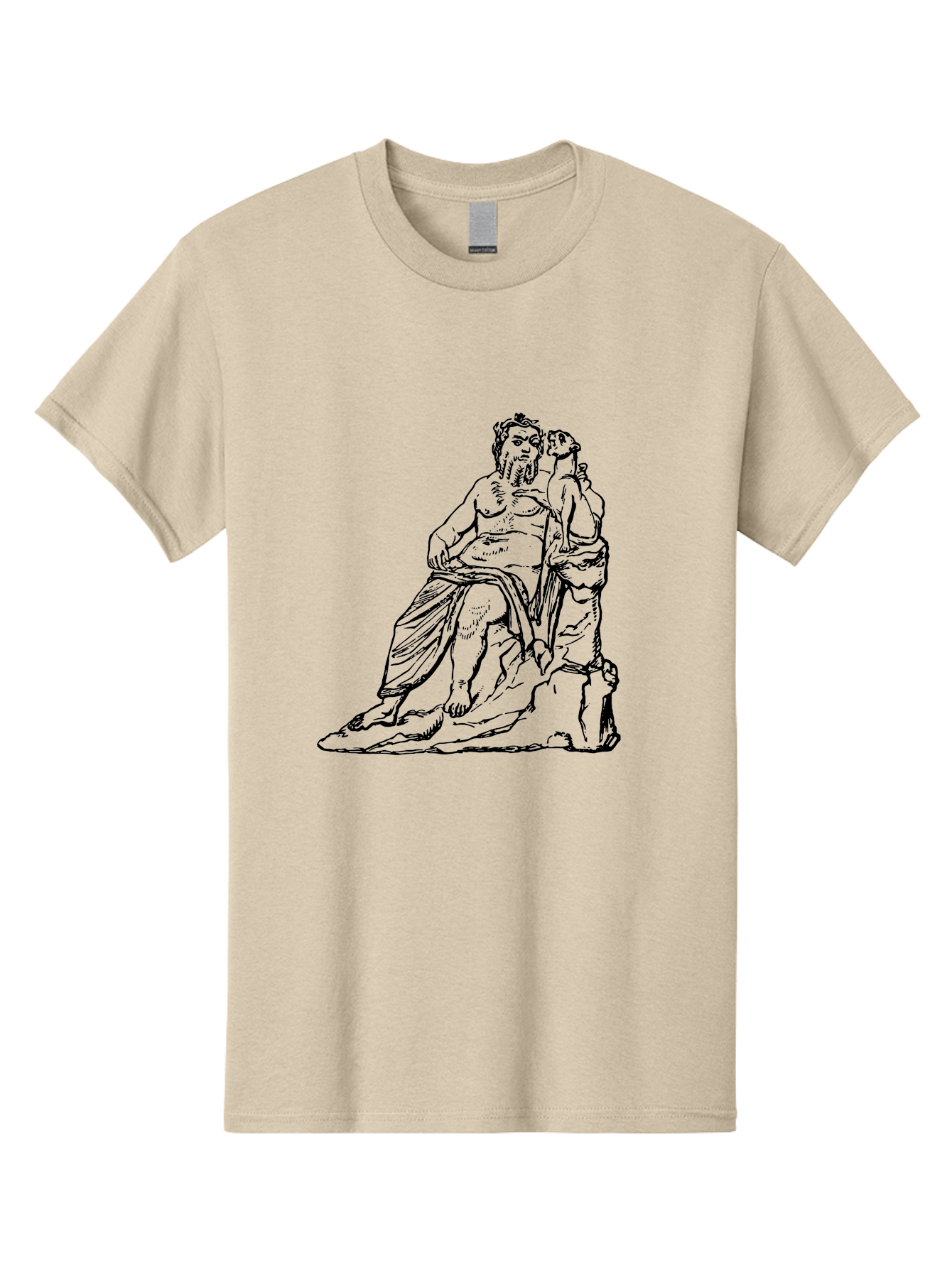 Socrates-And-Young-Man Men'S Graphic Tee, 100% Cotton, Comfortable Casual Summer Wear, Machine Washable, Socrates, Philosopher, Ancient Greek, Classical Art, Black And White Illustration, Socratic Method, Wisdom, Bearded Man, -  Aaa562