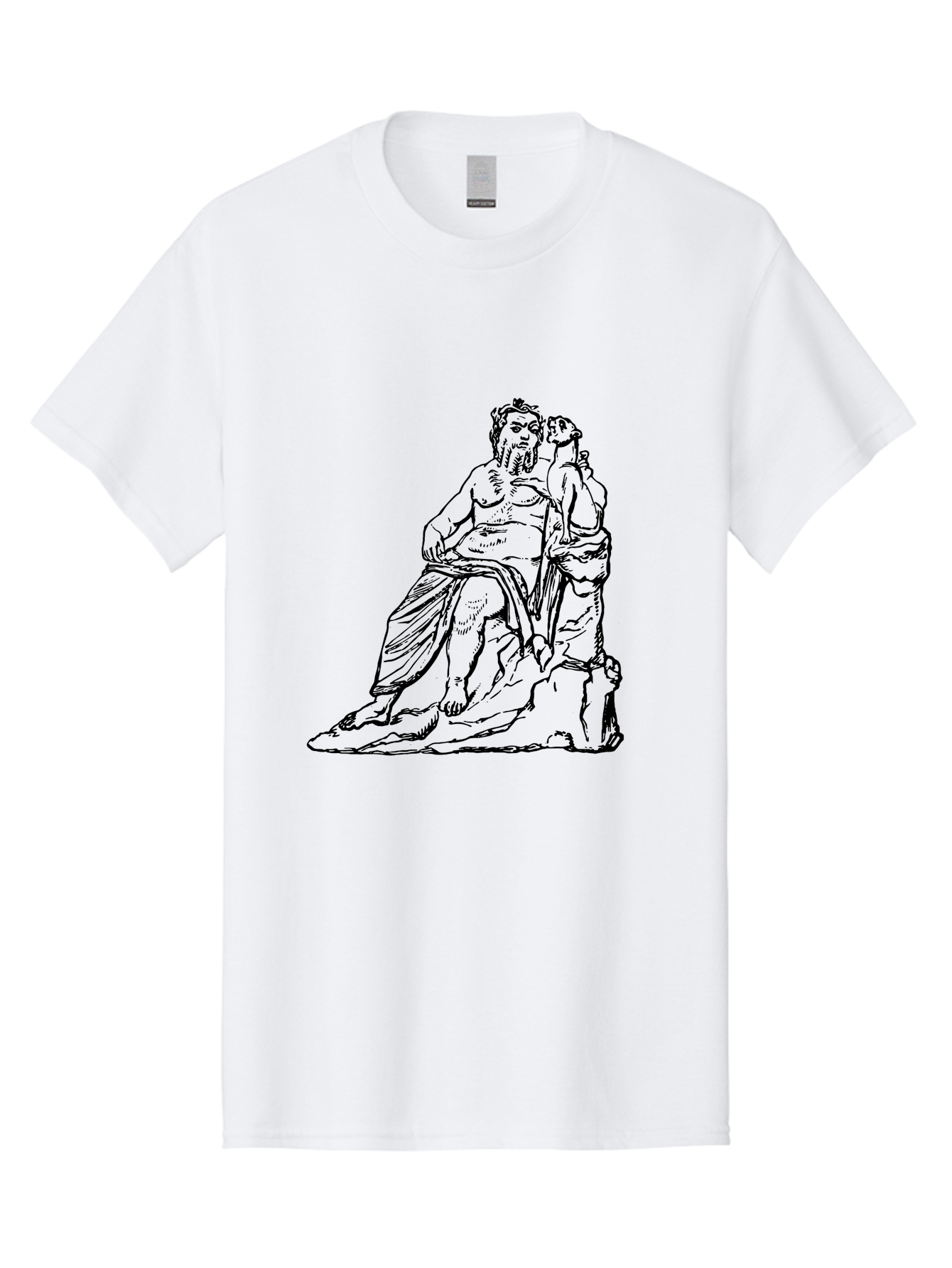 Socrates-And-Young-Man Men'S Graphic Tee, 100% Cotton, Comfortable Casual Summer Wear, Machine Washable, Socrates, Philosopher, Ancient Greek, Classical Art, Black And White Illustration, Socratic Method, Wisdom, Bearded Man, -  Aaa562
