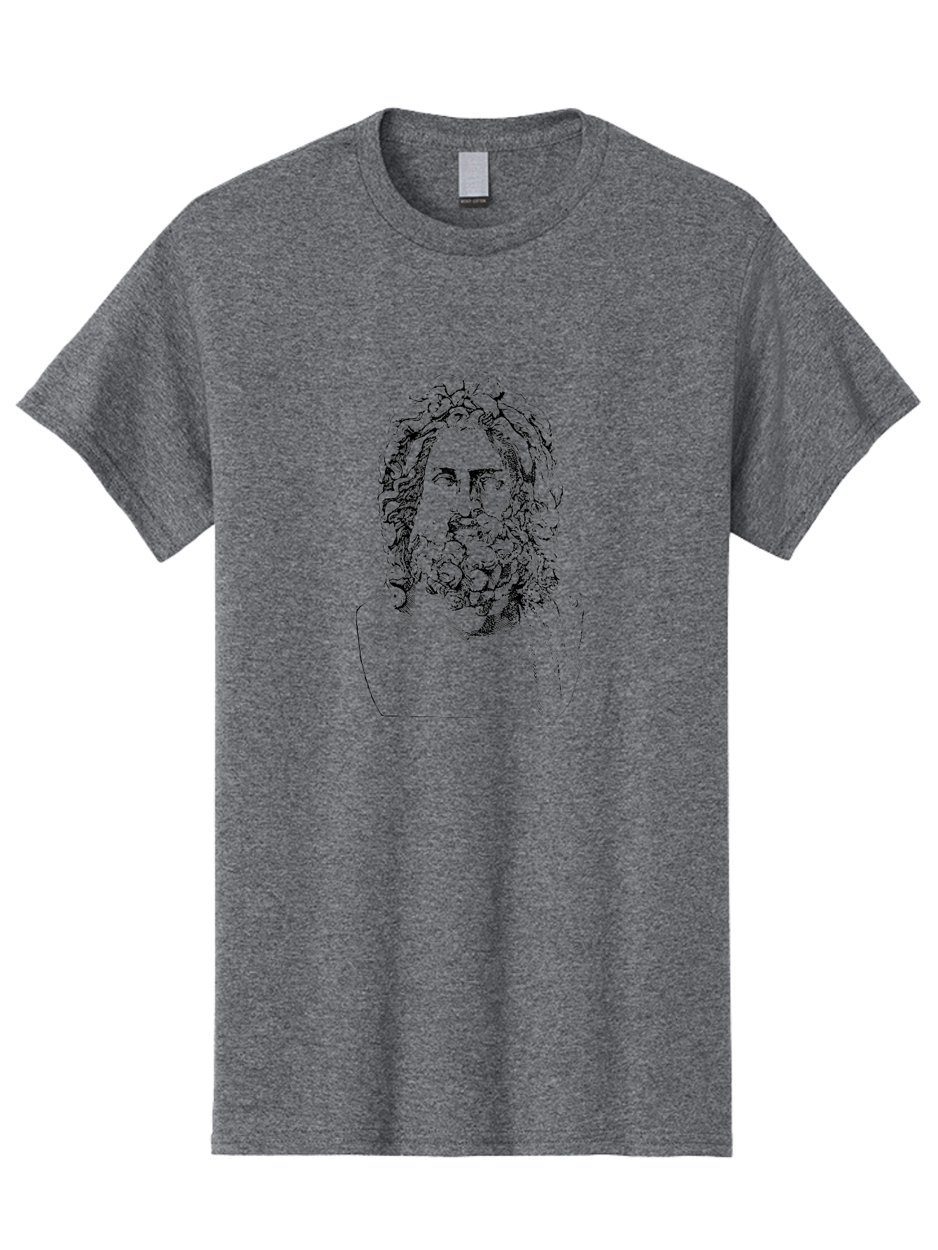 Socrates Men'S Graphic Tee, 100% Cotton, Comfortable Casual Summer Wear, Machine Washable, Classical Statue, Ancient Greek Poet, Beard And Long Hair, Detailed Bust, Artistic Representation, Historic Figure, Literary Icon, Neoclassical Art -  Aaa563