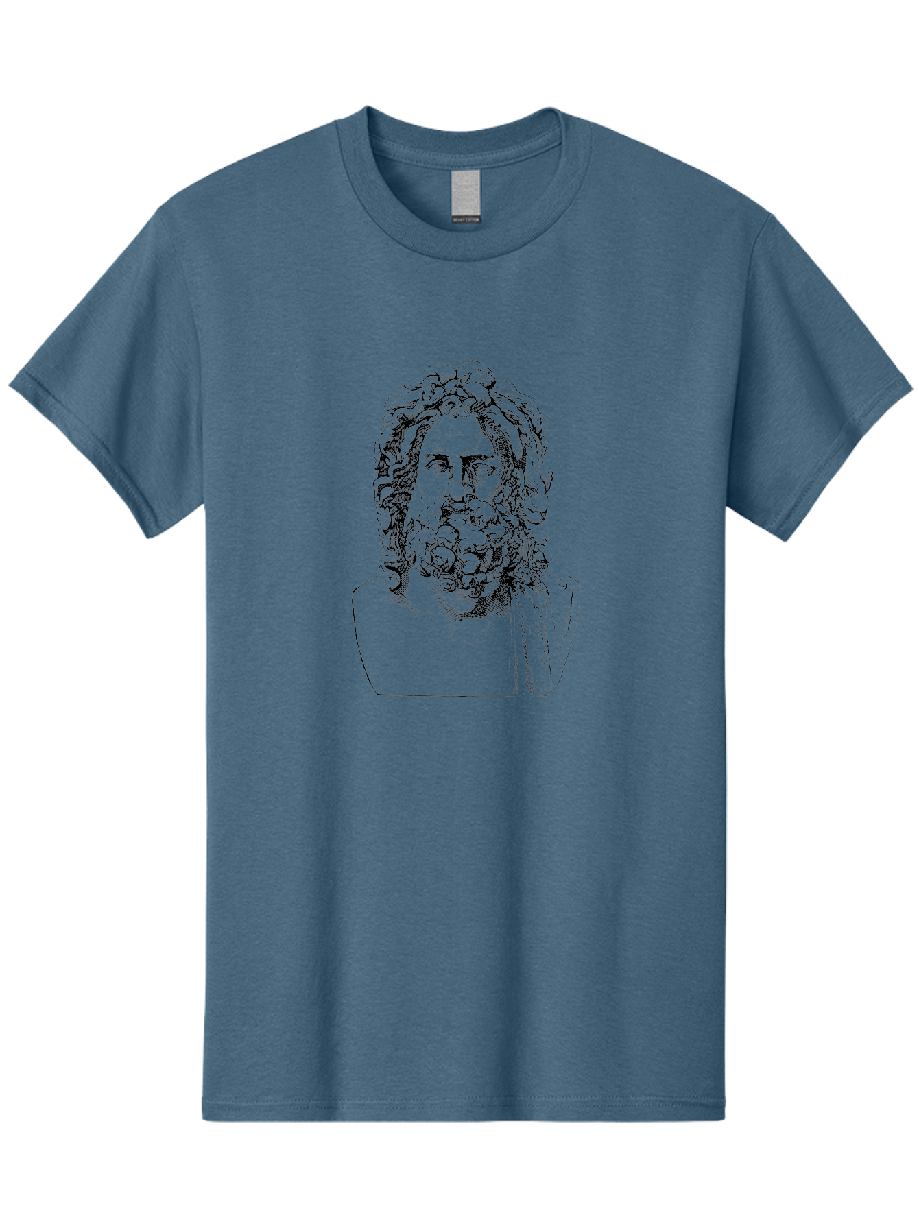 Socrates Men'S Graphic Tee, 100% Cotton, Comfortable Casual Summer Wear, Machine Washable, Classical Statue, Ancient Greek Poet, Beard And Long Hair, Detailed Bust, Artistic Representation, Historic Figure, Literary Icon, Neoclassical Art -  Aaa563