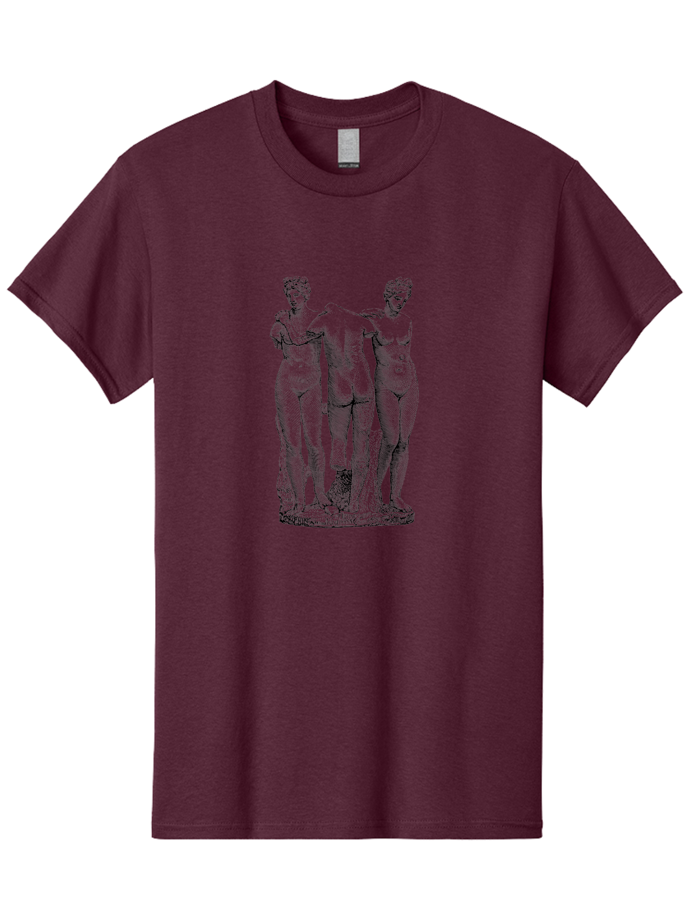 Three-Figures-Statue Men'S Graphic Tee, 100% Cotton, Comfortable Casual Summer Wear, Machine Washable, Nude Figures, Classical Art, Human Body, Sculpture, Greek Mythology, Sensuality, Elegance, Artistry, Figurative Art, Beauty, -  Aaa567