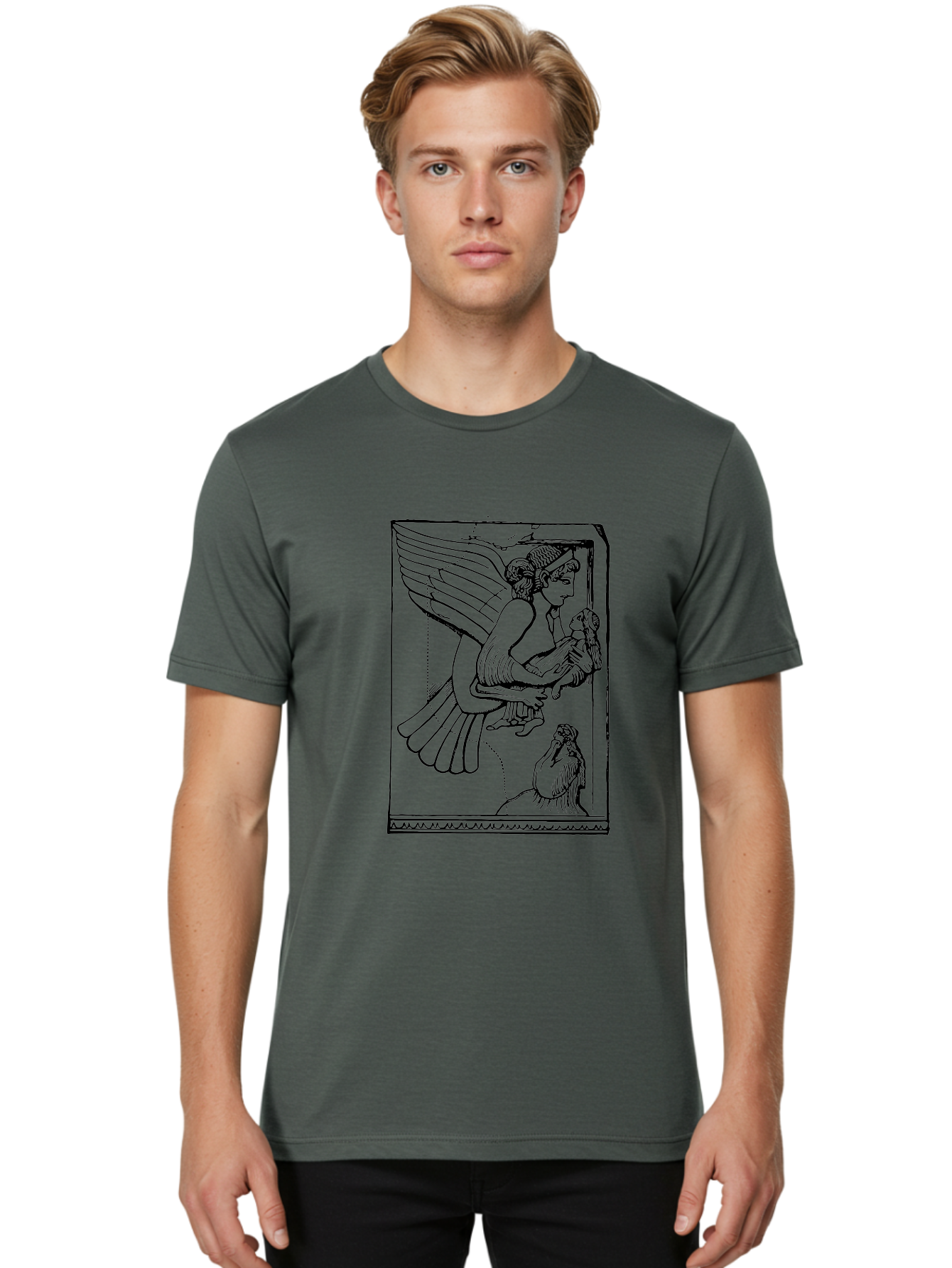 winged goddess offering dove, ancient greek art, mythological figure, dove symbolism, angelic being, classical mythology, spiritual representation