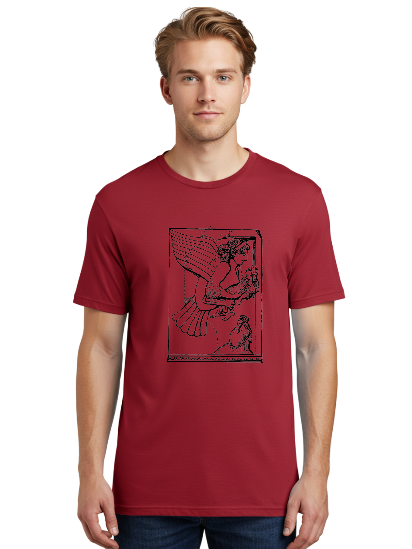 winged goddess offering dove, ancient greek art, mythological figure, dove symbolism, angelic being, classical mythology, spiritual representation