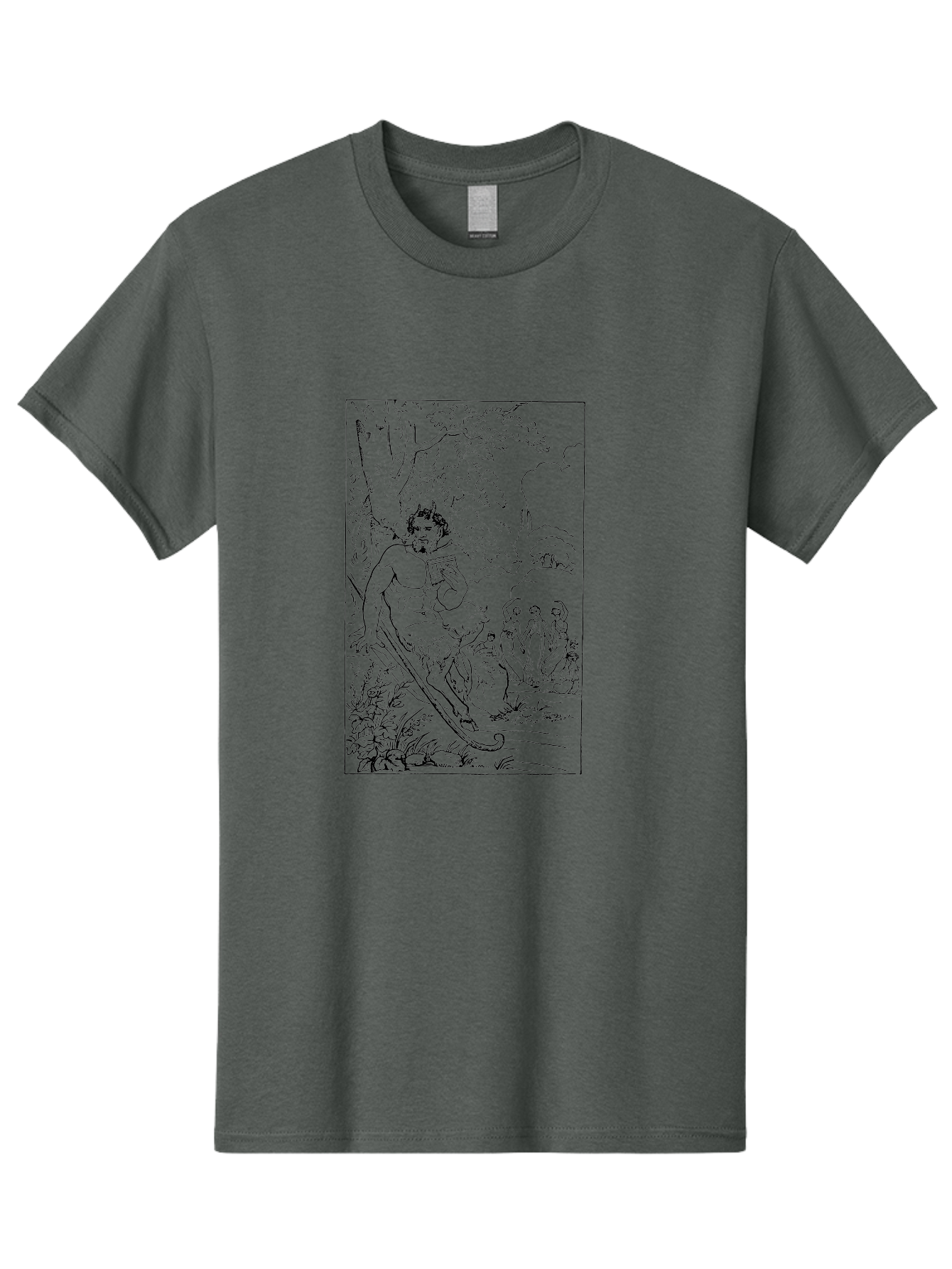 Woman-Hammock Men'S Graphic Tee, 100% Cotton, Comfortable Casual Summer Wear, Machine Washable, Satyrs In Forest, Mythological Creatures, Ancient Greek Mythology, Lush Foliage, Natural Scenery, Idyllic Setting, Folklore, Woodland Nymphs, -  Aaa573