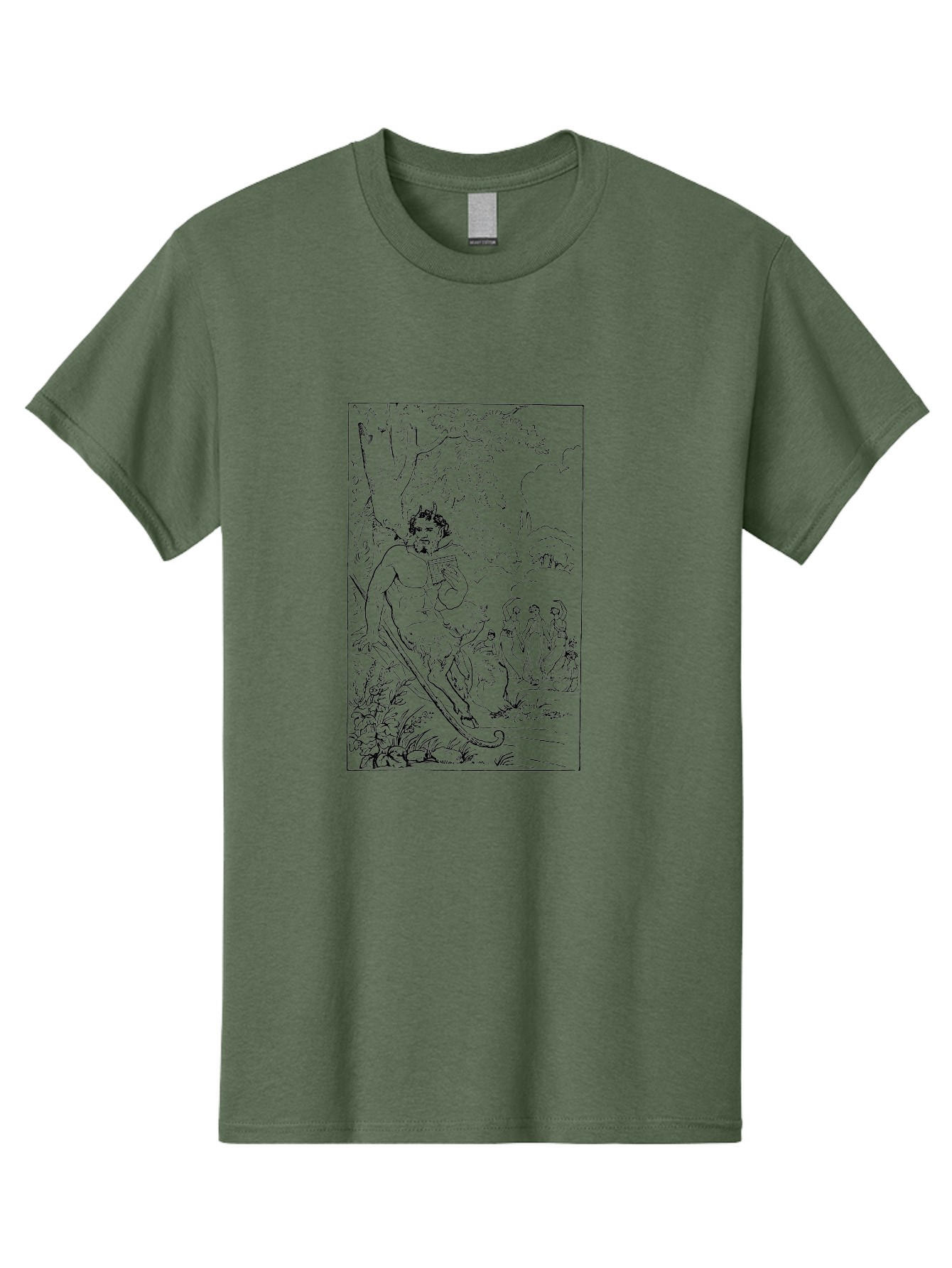Woman-Hammock Men'S Graphic Tee, 100% Cotton, Comfortable Casual Summer Wear, Machine Washable, Satyrs In Forest, Mythological Creatures, Ancient Greek Mythology, Lush Foliage, Natural Scenery, Idyllic Setting, Folklore, Woodland Nymphs, -  Aaa573