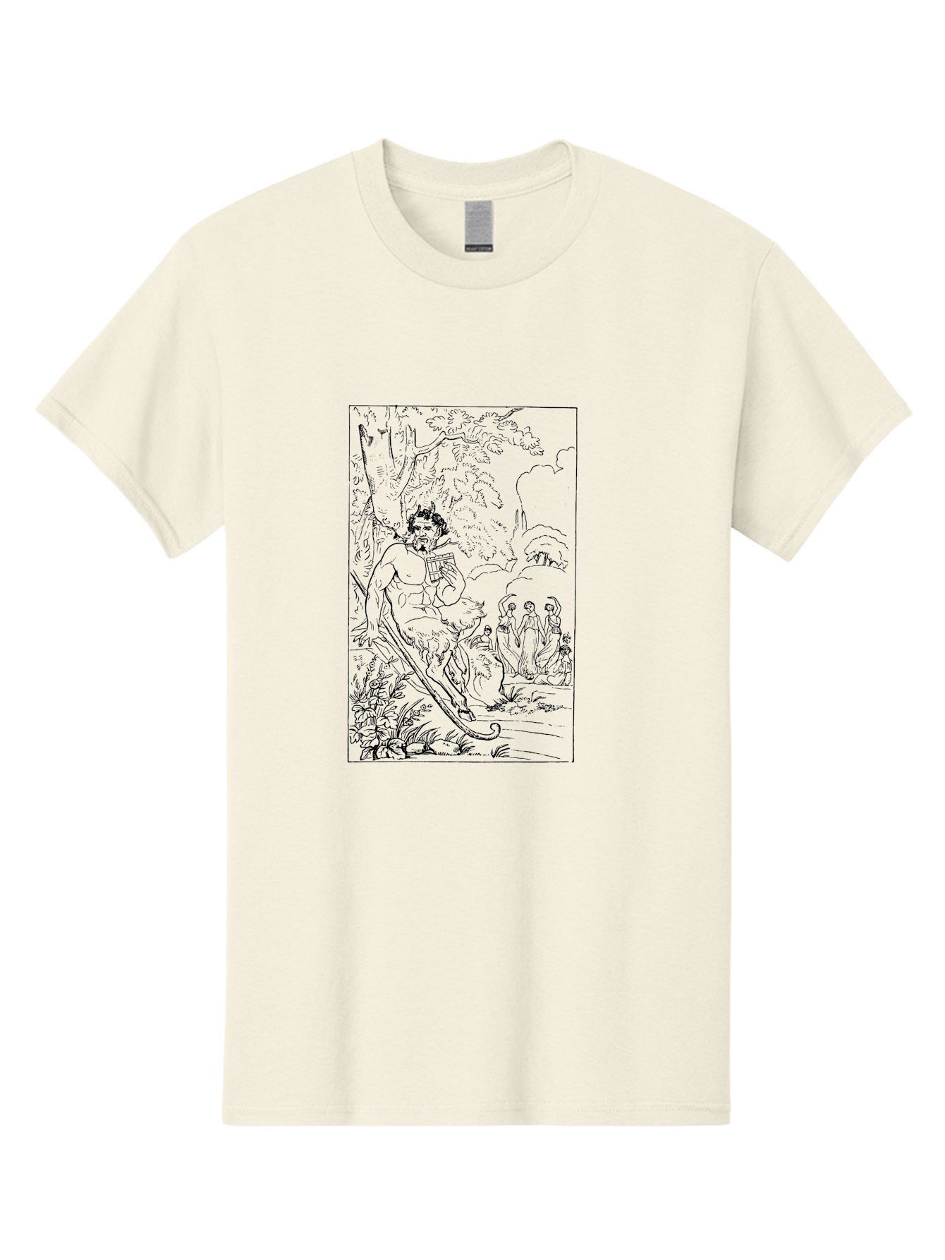 Woman-Hammock Men'S Graphic Tee, 100% Cotton, Comfortable Casual Summer Wear, Machine Washable, Satyrs In Forest, Mythological Creatures, Ancient Greek Mythology, Lush Foliage, Natural Scenery, Idyllic Setting, Folklore, Woodland Nymphs, -  Aaa573