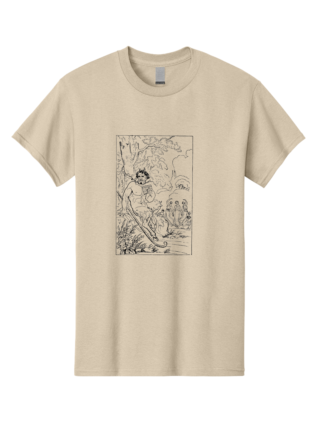 Woman-Hammock Men'S Graphic Tee, 100% Cotton, Comfortable Casual Summer Wear, Machine Washable, Satyrs In Forest, Mythological Creatures, Ancient Greek Mythology, Lush Foliage, Natural Scenery, Idyllic Setting, Folklore, Woodland Nymphs, -  Aaa573