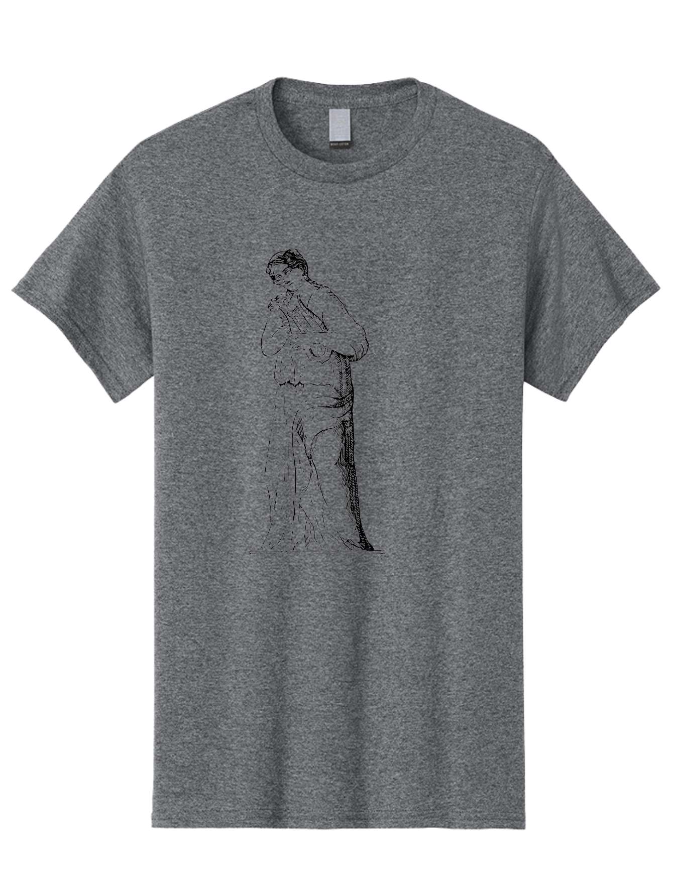 Woman-Playing-Lyre Men'S Graphic Tee, 100% Cotton, Comfortable Casual Summer Wear, Machine Washable, Classical Illustration, Ancient Greek Music, Female Musician, Lyre Player, Artistic Expression, Cultural Heritage, Historical Art, -  Aaa574