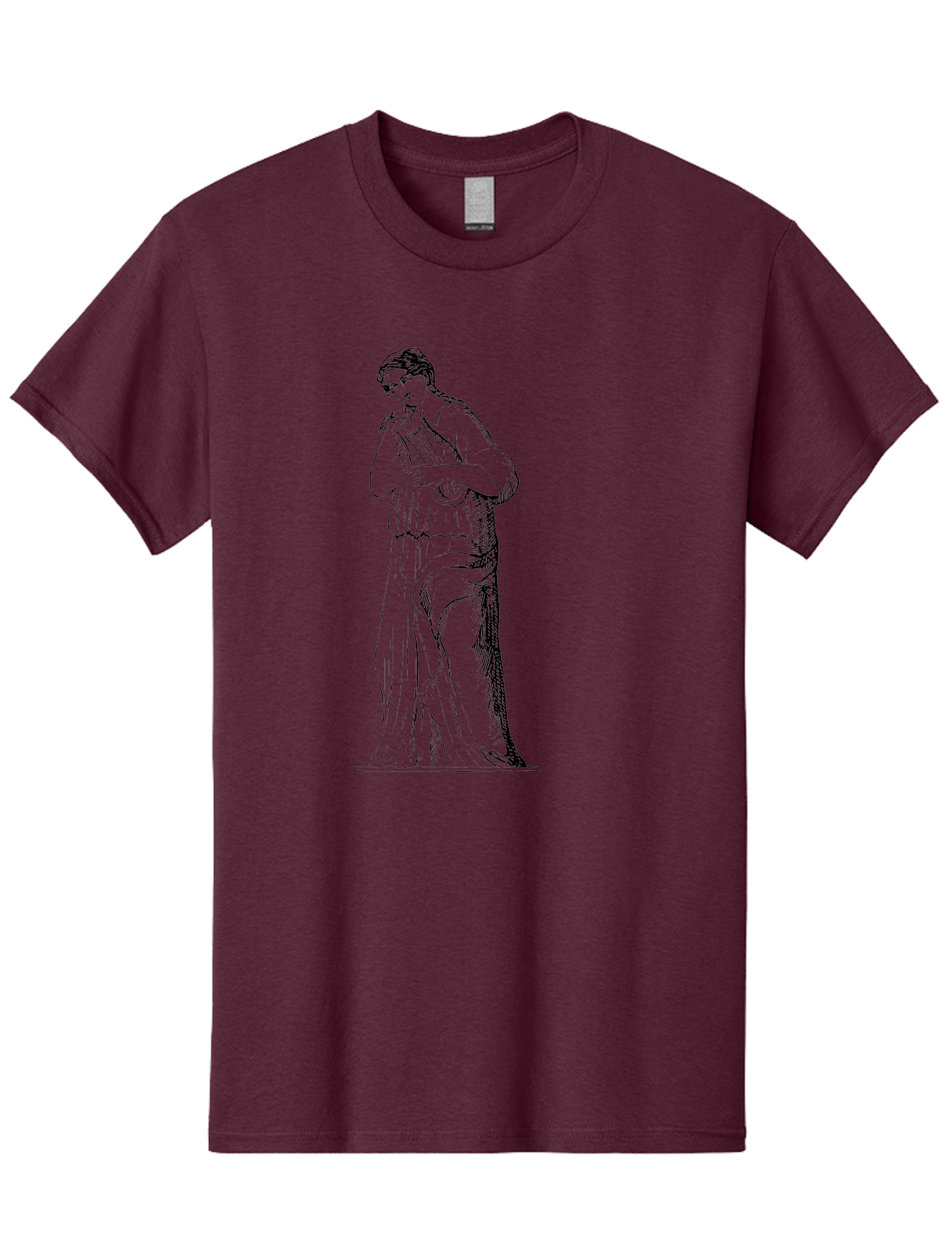 Woman-Playing-Lyre Men'S Graphic Tee, 100% Cotton, Comfortable Casual Summer Wear, Machine Washable, Classical Illustration, Ancient Greek Music, Female Musician, Lyre Player, Artistic Expression, Cultural Heritage, Historical Art, -  Aaa574