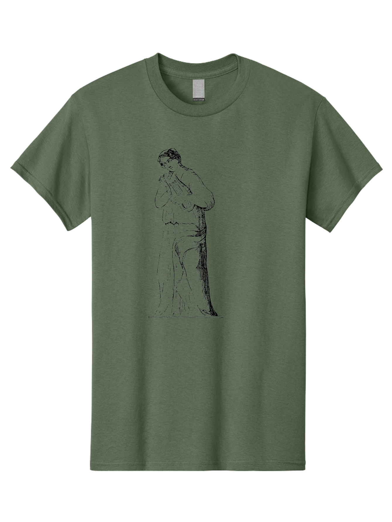 Woman-Playing-Lyre Men'S Graphic Tee, 100% Cotton, Comfortable Casual Summer Wear, Machine Washable, Classical Illustration, Ancient Greek Music, Female Musician, Lyre Player, Artistic Expression, Cultural Heritage, Historical Art, -  Aaa574