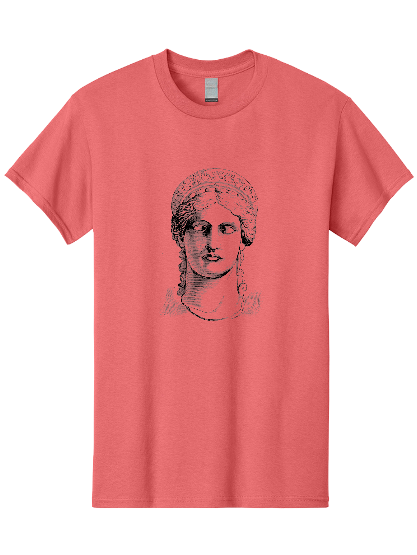 Woman-Portrait Men'S Graphic Tee, 100% Cotton, Comfortable Casual Summer Wear, Machine Washable, Classical Art, Ancient Greek Mythology, Marble Bust, Goddess Statue, Serene Face, Elegant Portrait, Intricate Details, Classical Beauty, -  Aaa575