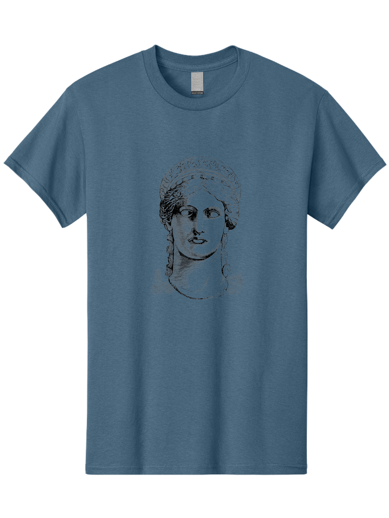 Woman-Portrait Men'S Graphic Tee, 100% Cotton, Comfortable Casual Summer Wear, Machine Washable, Classical Art, Ancient Greek Mythology, Marble Bust, Goddess Statue, Serene Face, Elegant Portrait, Intricate Details, Classical Beauty, -  Aaa575