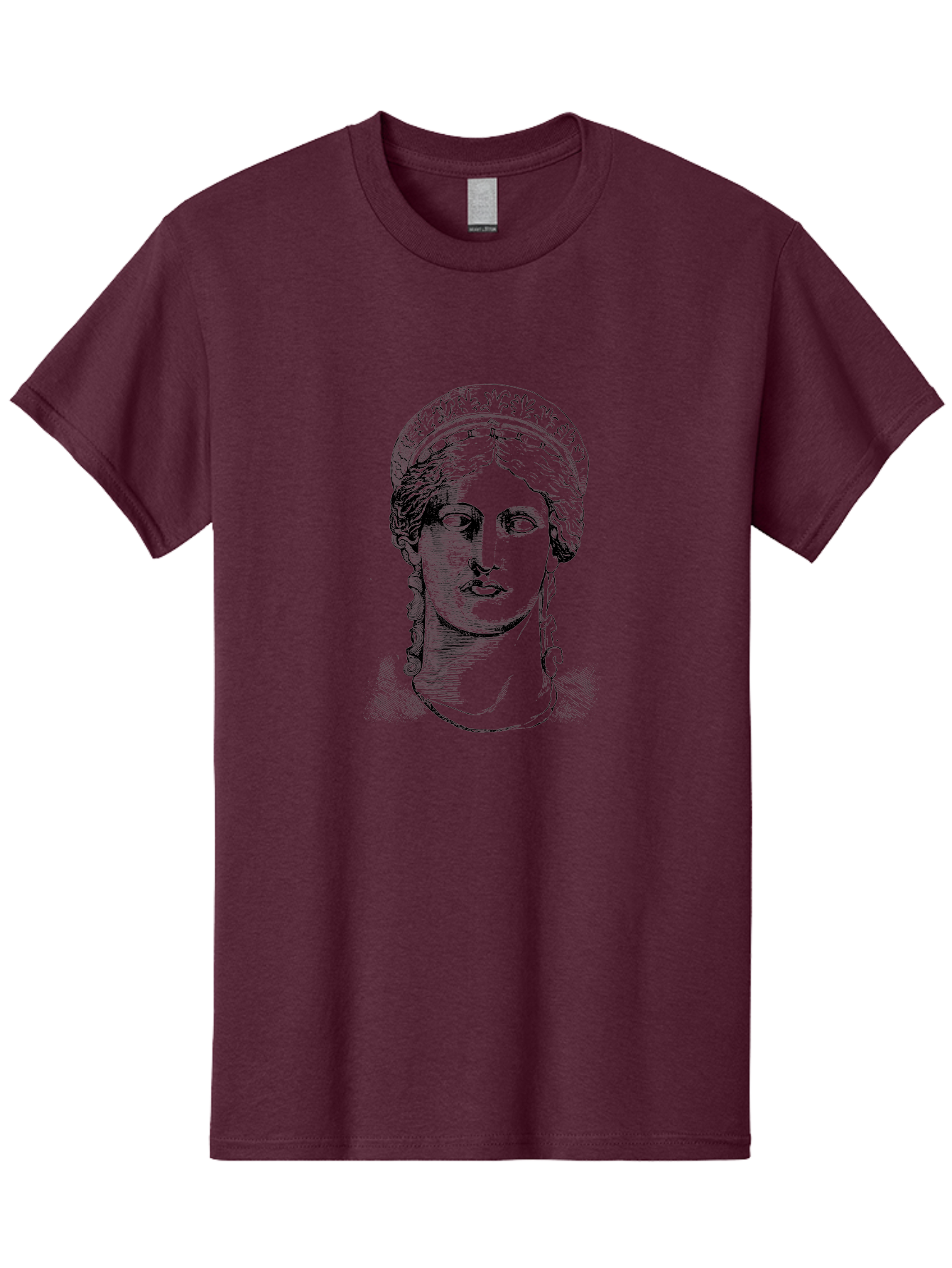 Woman-Portrait Men'S Graphic Tee, 100% Cotton, Comfortable Casual Summer Wear, Machine Washable, Classical Art, Ancient Greek Mythology, Marble Bust, Goddess Statue, Serene Face, Elegant Portrait, Intricate Details, Classical Beauty, -  Aaa575
