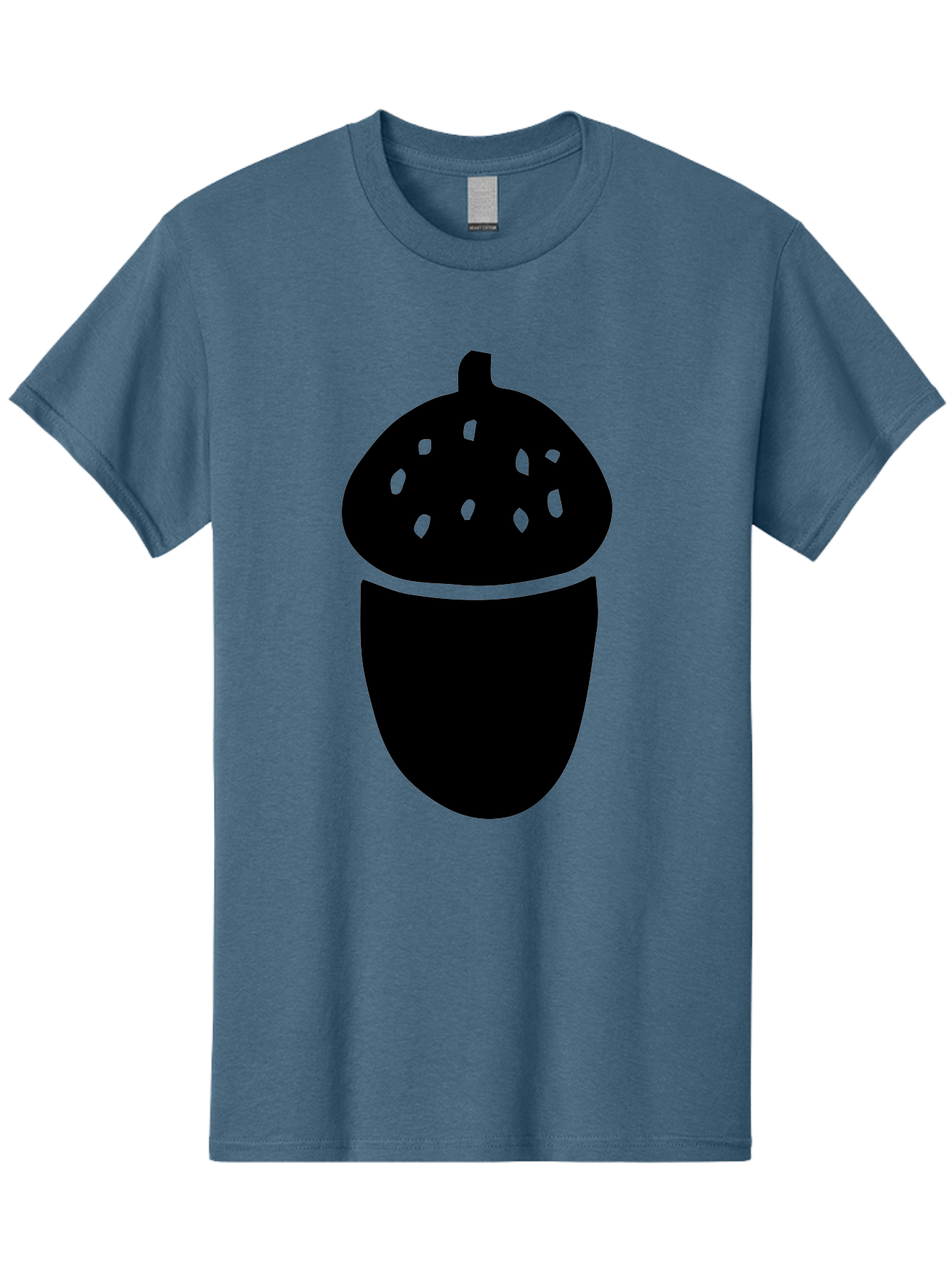 Acorn-Silhouette Men'S Graphic Tee, 100% Cotton, Comfortable Casual Summer Wear, Machine Washable, Acorn Silhouette, Oak Tree Symbol, Forest Icon, Nature Emblem, Autumn Motif, Wildlife Sign, Black Acorn -  Aaa578