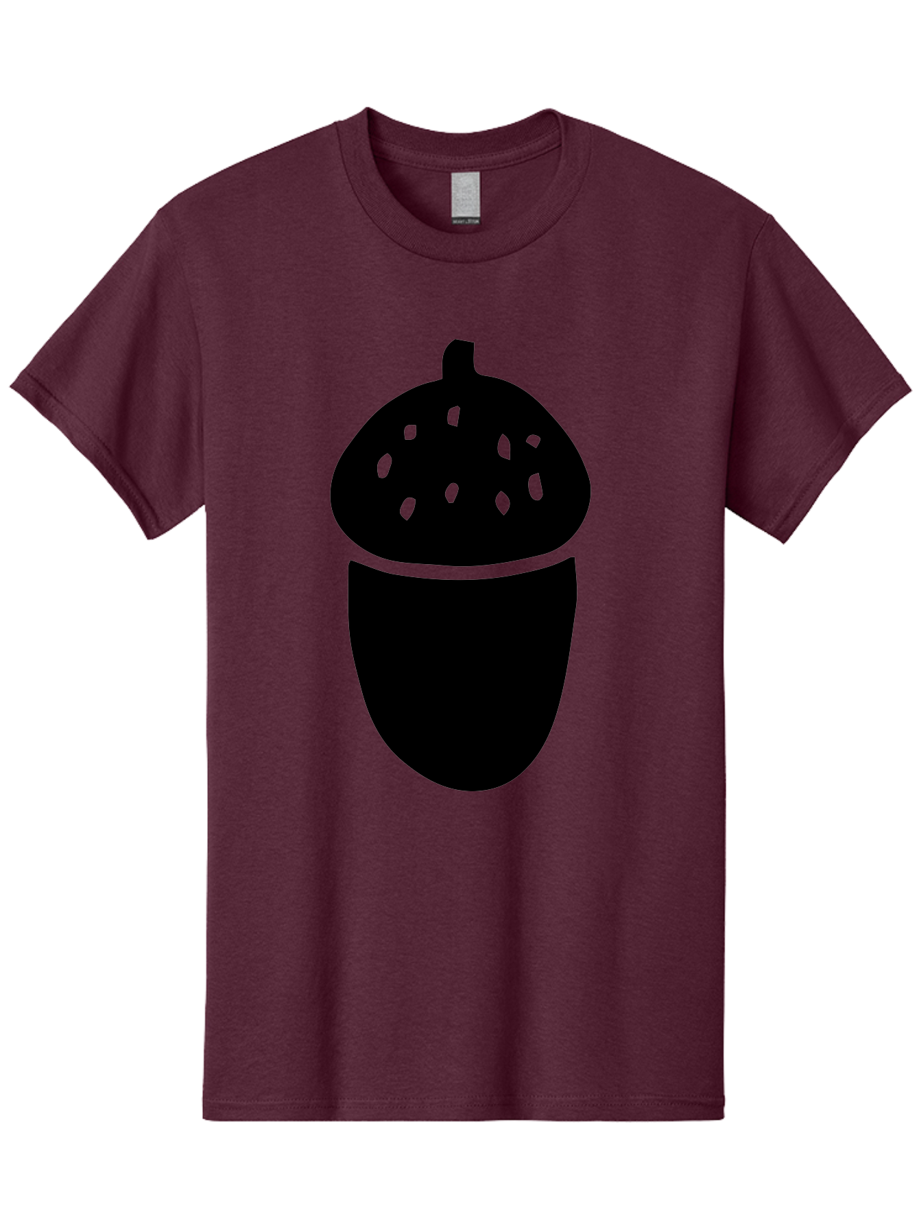 Acorn-Silhouette Men'S Graphic Tee, 100% Cotton, Comfortable Casual Summer Wear, Machine Washable, Acorn Silhouette, Oak Tree Symbol, Forest Icon, Nature Emblem, Autumn Motif, Wildlife Sign, Black Acorn -  Aaa578
