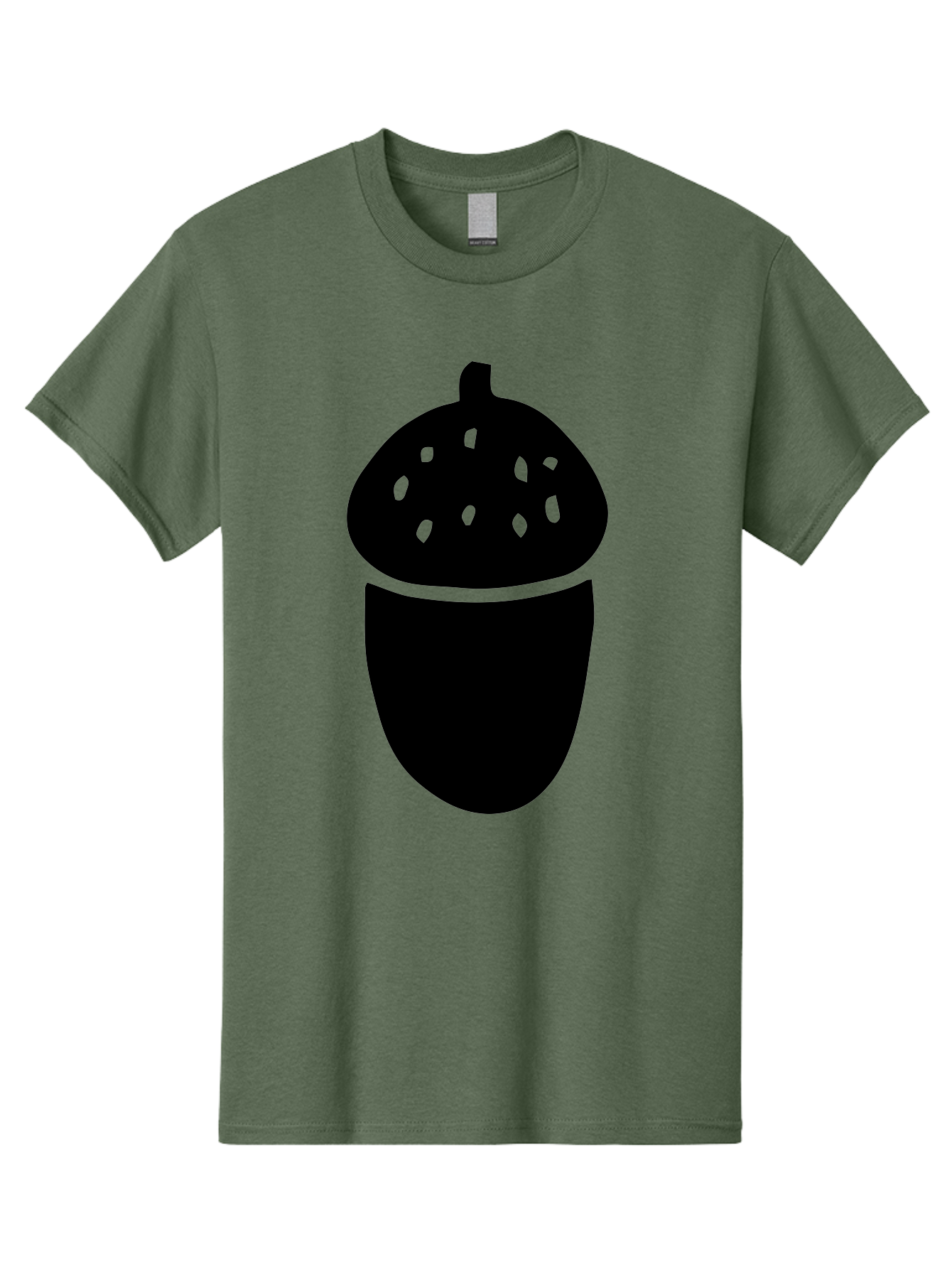 Acorn-Silhouette Men'S Graphic Tee, 100% Cotton, Comfortable Casual Summer Wear, Machine Washable, Acorn Silhouette, Oak Tree Symbol, Forest Icon, Nature Emblem, Autumn Motif, Wildlife Sign, Black Acorn -  Aaa578