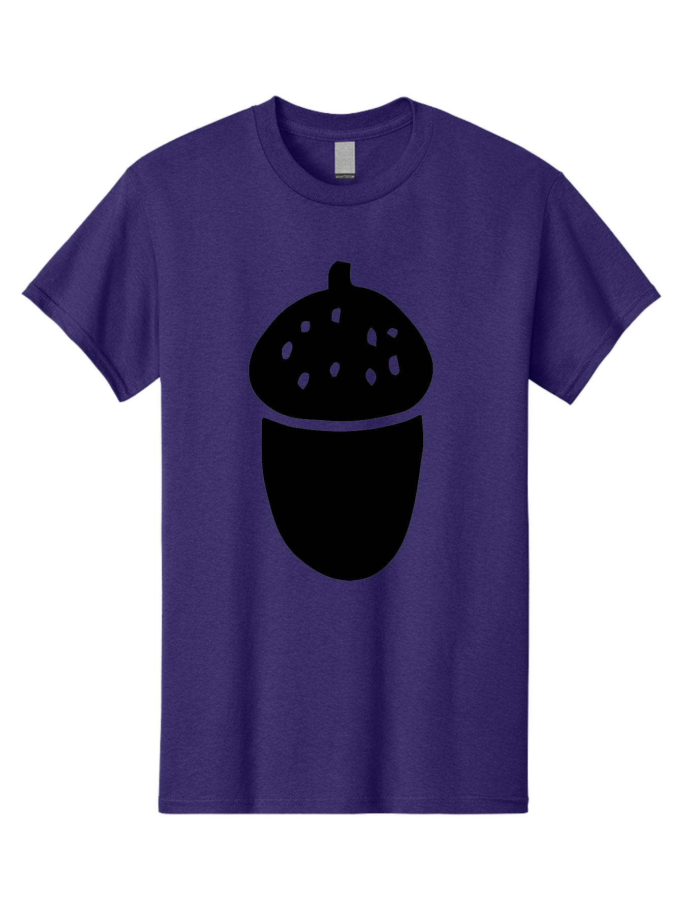 Acorn-Silhouette Men'S Graphic Tee, 100% Cotton, Comfortable Casual Summer Wear, Machine Washable, Acorn Silhouette, Oak Tree Symbol, Forest Icon, Nature Emblem, Autumn Motif, Wildlife Sign, Black Acorn -  Aaa578