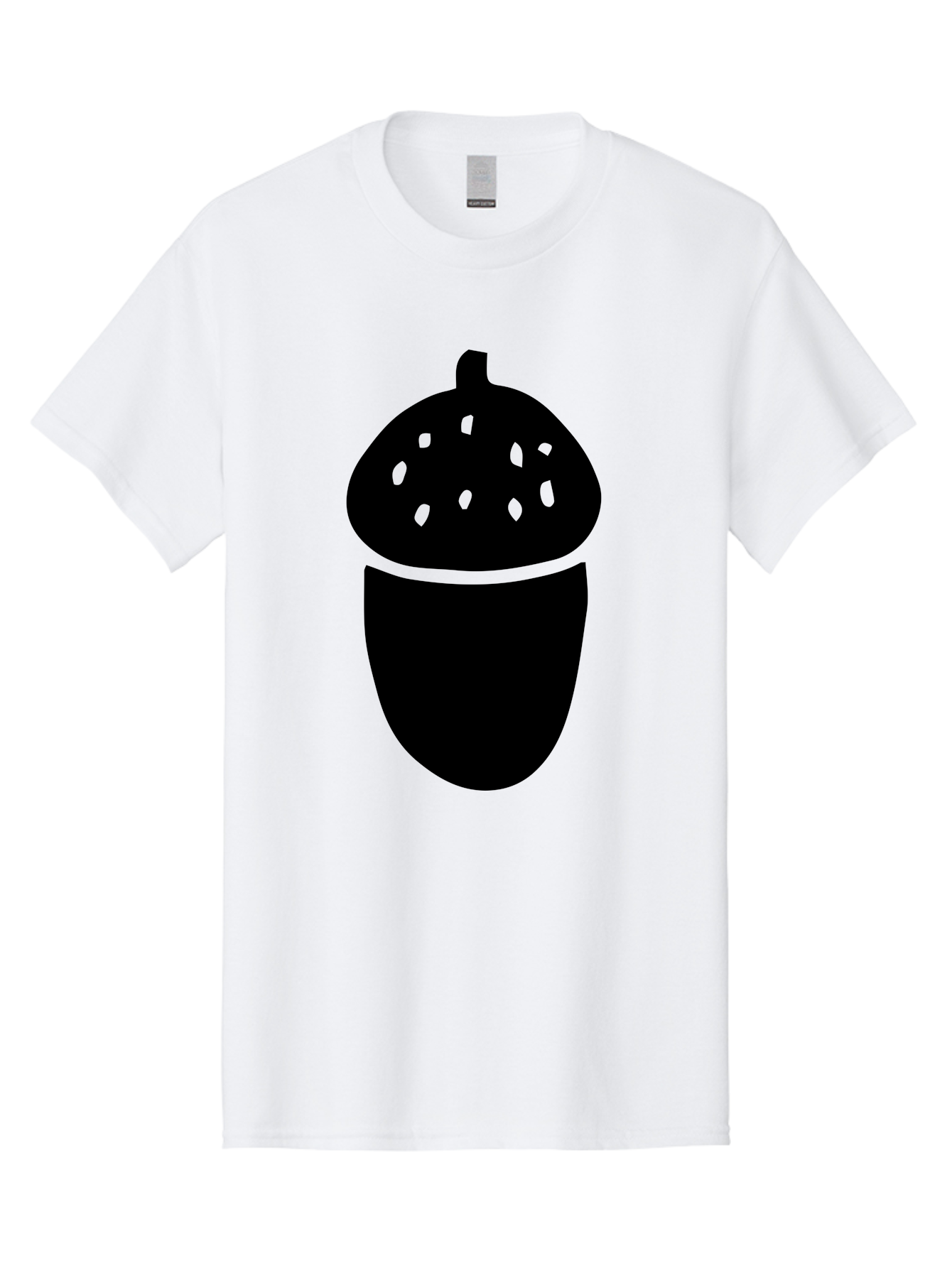 Acorn-Silhouette Men'S Graphic Tee, 100% Cotton, Comfortable Casual Summer Wear, Machine Washable, Acorn Silhouette, Oak Tree Symbol, Forest Icon, Nature Emblem, Autumn Motif, Wildlife Sign, Black Acorn -  Aaa578