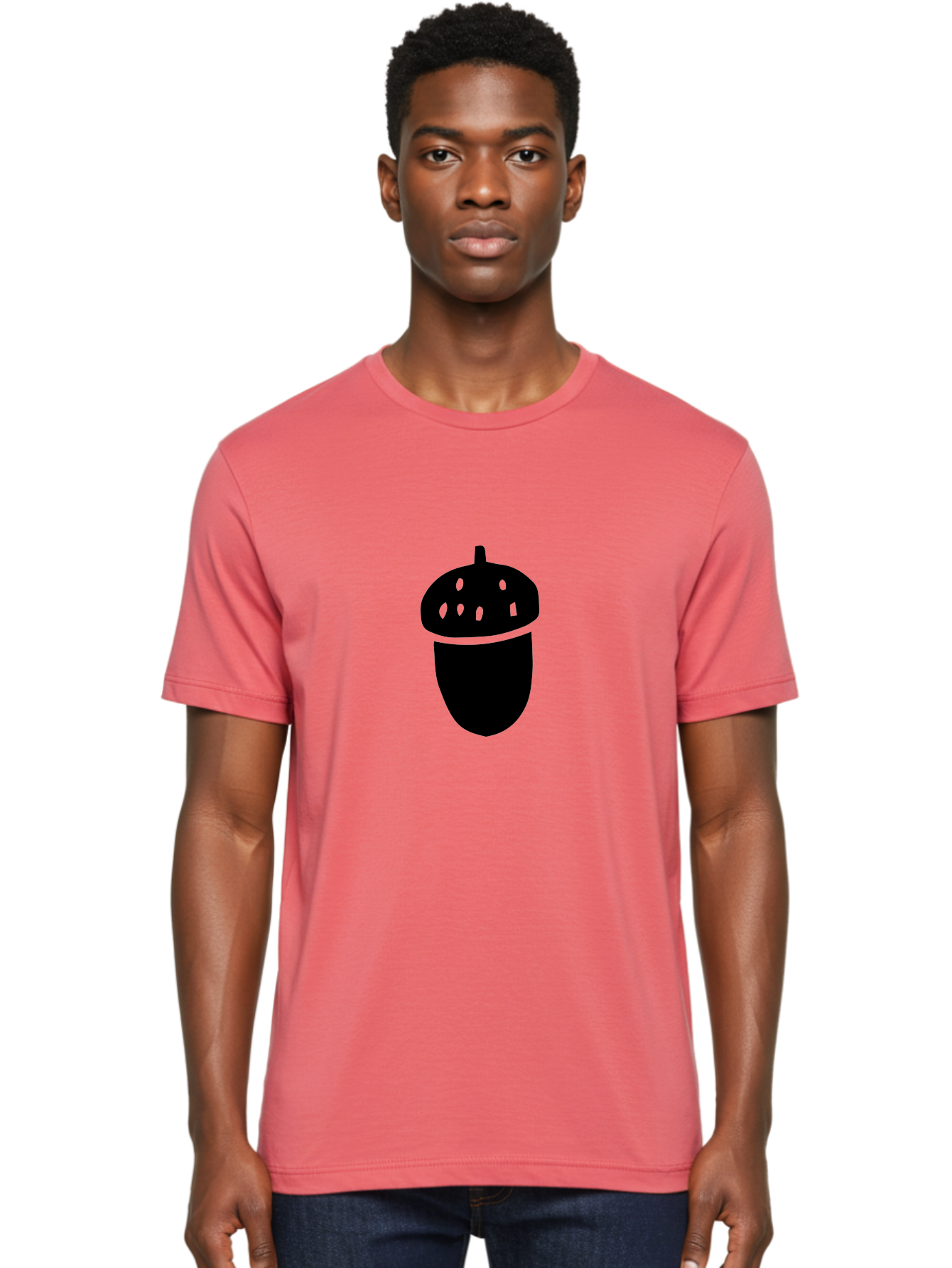 Acorn Men'S Graphic Tee, 100% Cotton, Comfortable Casual Summer Wear, Machine Washable, Acorn Silhouette, Oak Tree Symbol, Forest Icon, Nature Emblem, Earthy Design, Simple Graphics, Minimalist Art -  Aaa579