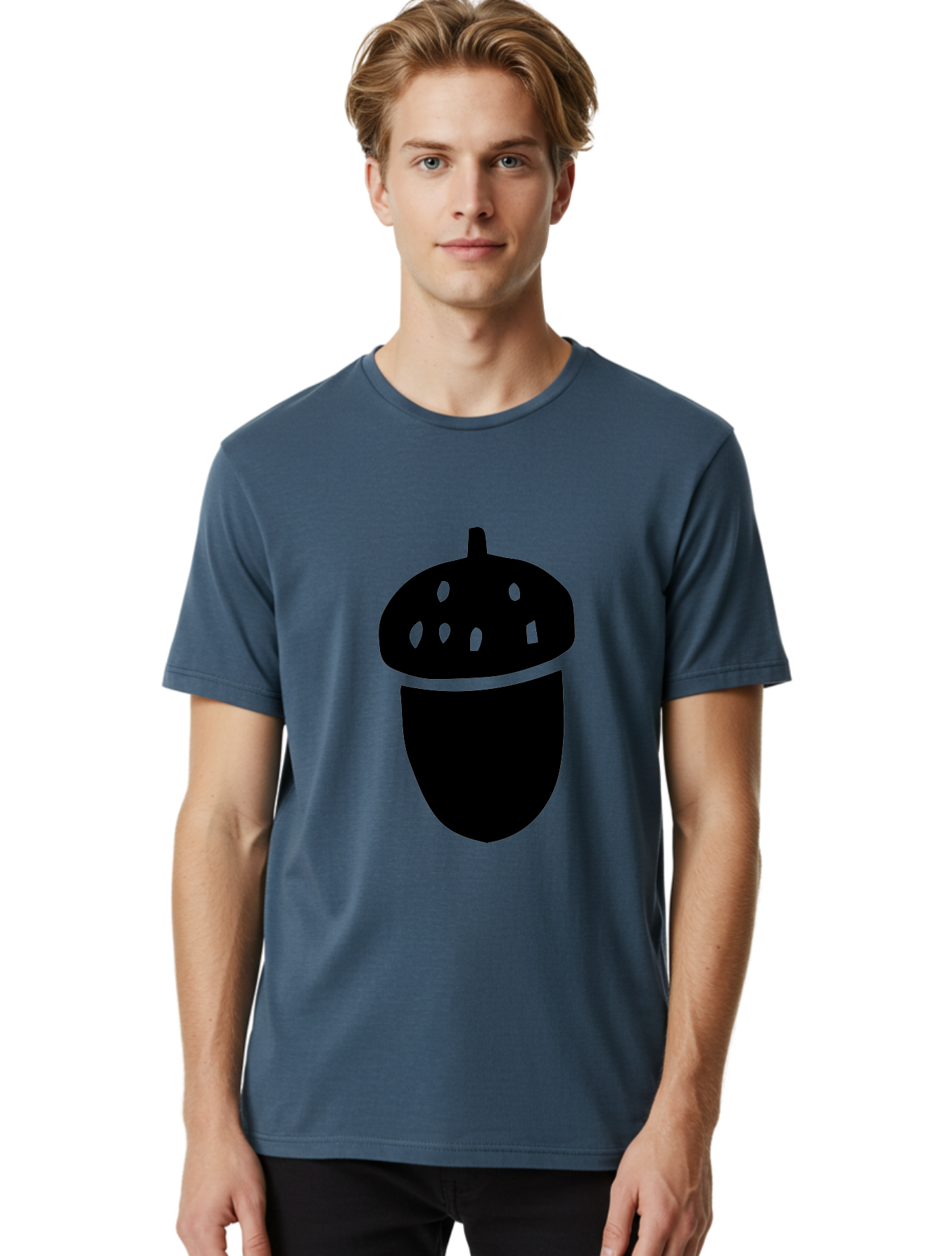 Acorn Men'S Graphic Tee, 100% Cotton, Comfortable Casual Summer Wear, Machine Washable, Acorn Silhouette, Oak Tree Symbol, Forest Icon, Nature Emblem, Earthy Design, Simple Graphics, Minimalist Art -  Aaa579