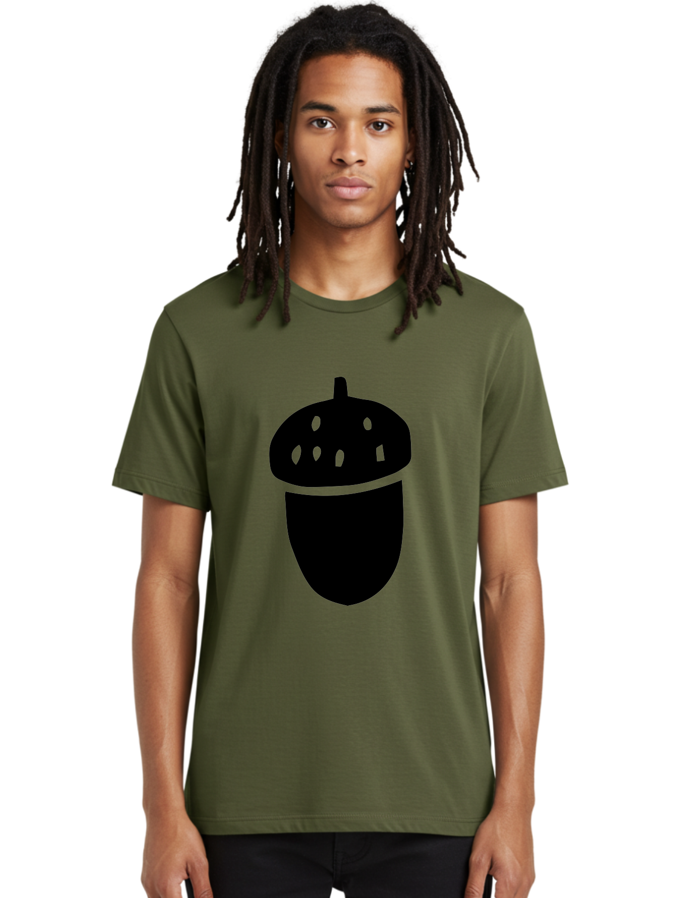 Acorn Men'S Graphic Tee, 100% Cotton, Comfortable Casual Summer Wear, Machine Washable, Acorn Silhouette, Oak Tree Symbol, Forest Icon, Nature Emblem, Earthy Design, Simple Graphics, Minimalist Art -  Aaa579