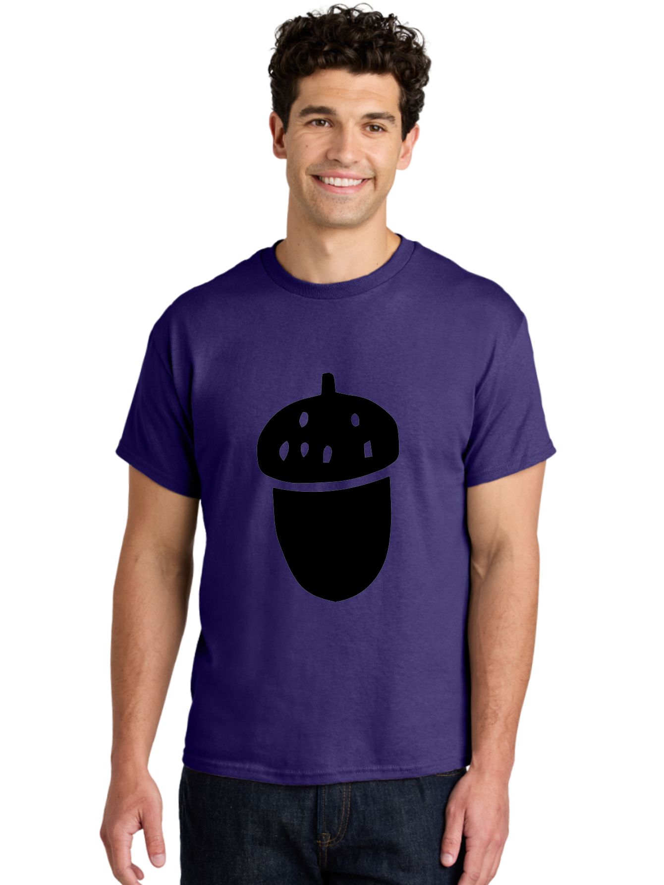 Acorn Men'S Graphic Tee, 100% Cotton, Comfortable Casual Summer Wear, Machine Washable, Acorn Silhouette, Oak Tree Symbol, Forest Icon, Nature Emblem, Earthy Design, Simple Graphics, Minimalist Art -  Aaa579