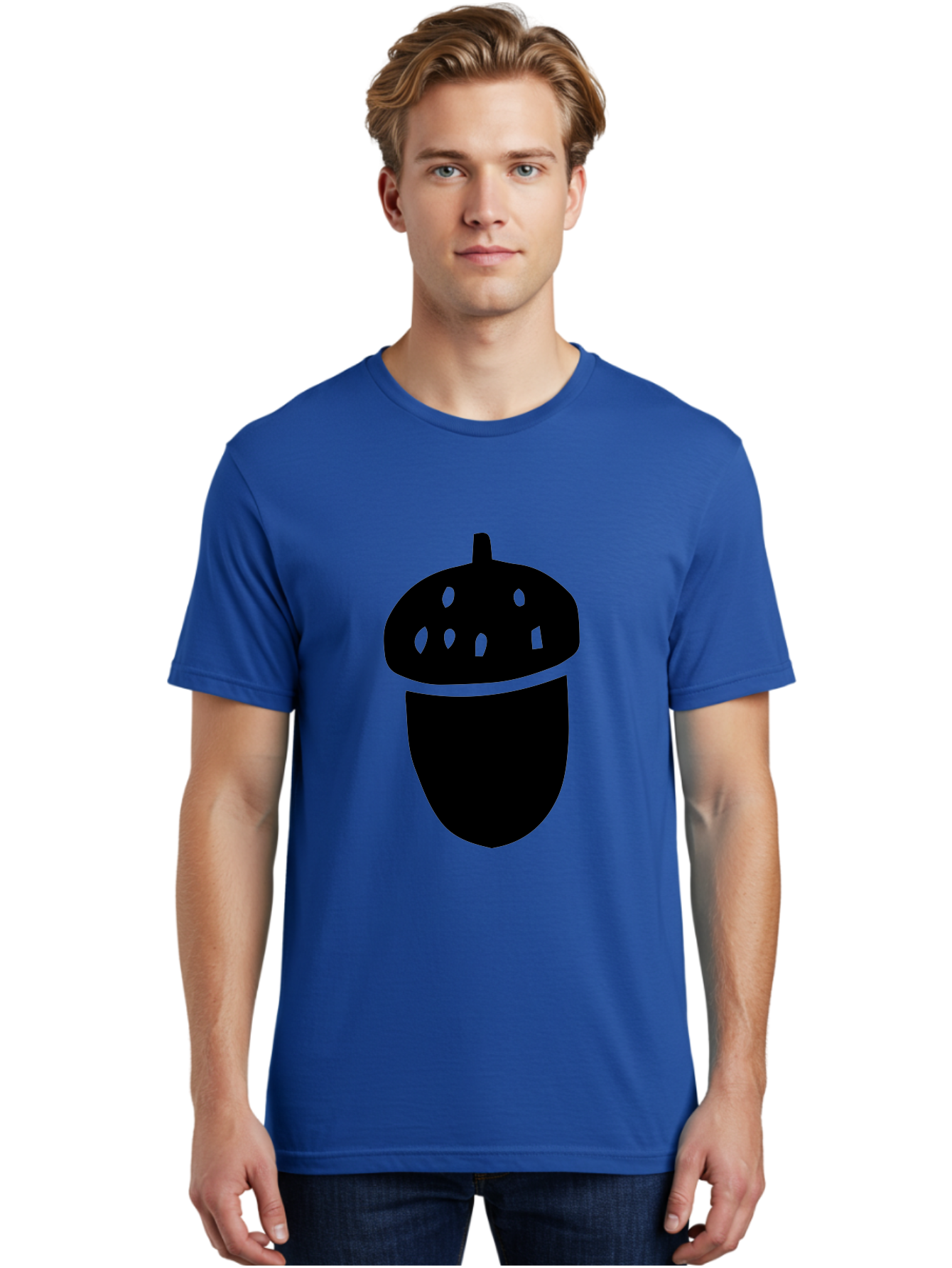 Acorn Men'S Graphic Tee, 100% Cotton, Comfortable Casual Summer Wear, Machine Washable, Acorn Silhouette, Oak Tree Symbol, Forest Icon, Nature Emblem, Earthy Design, Simple Graphics, Minimalist Art -  Aaa579