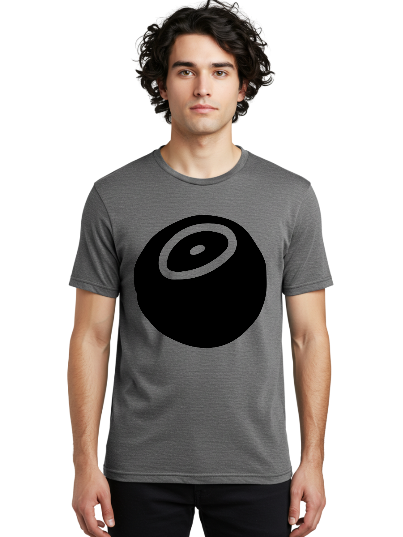 Black-Circle Men'S Graphic Tee, 100% Cotton, Comfortable Casual Summer Wear, Machine Washable, Stylized Black Circle, Neon Green Accents, Abstract Design, Simple Shapes, Modern Art, Contemporary Graphics, Minimalist Style -  Aaa582