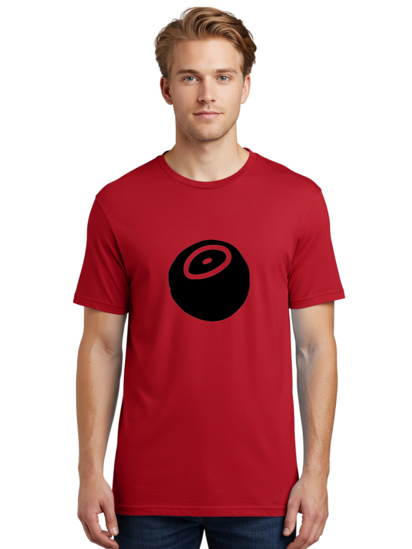 Black-Circle Men'S Graphic Tee, 100% Cotton, Comfortable Casual Summer Wear, Machine Washable, Stylized Black Circle, Neon Green Accents, Abstract Design, Simple Shapes, Modern Art, Contemporary Graphics, Minimalist Style -  Aaa582