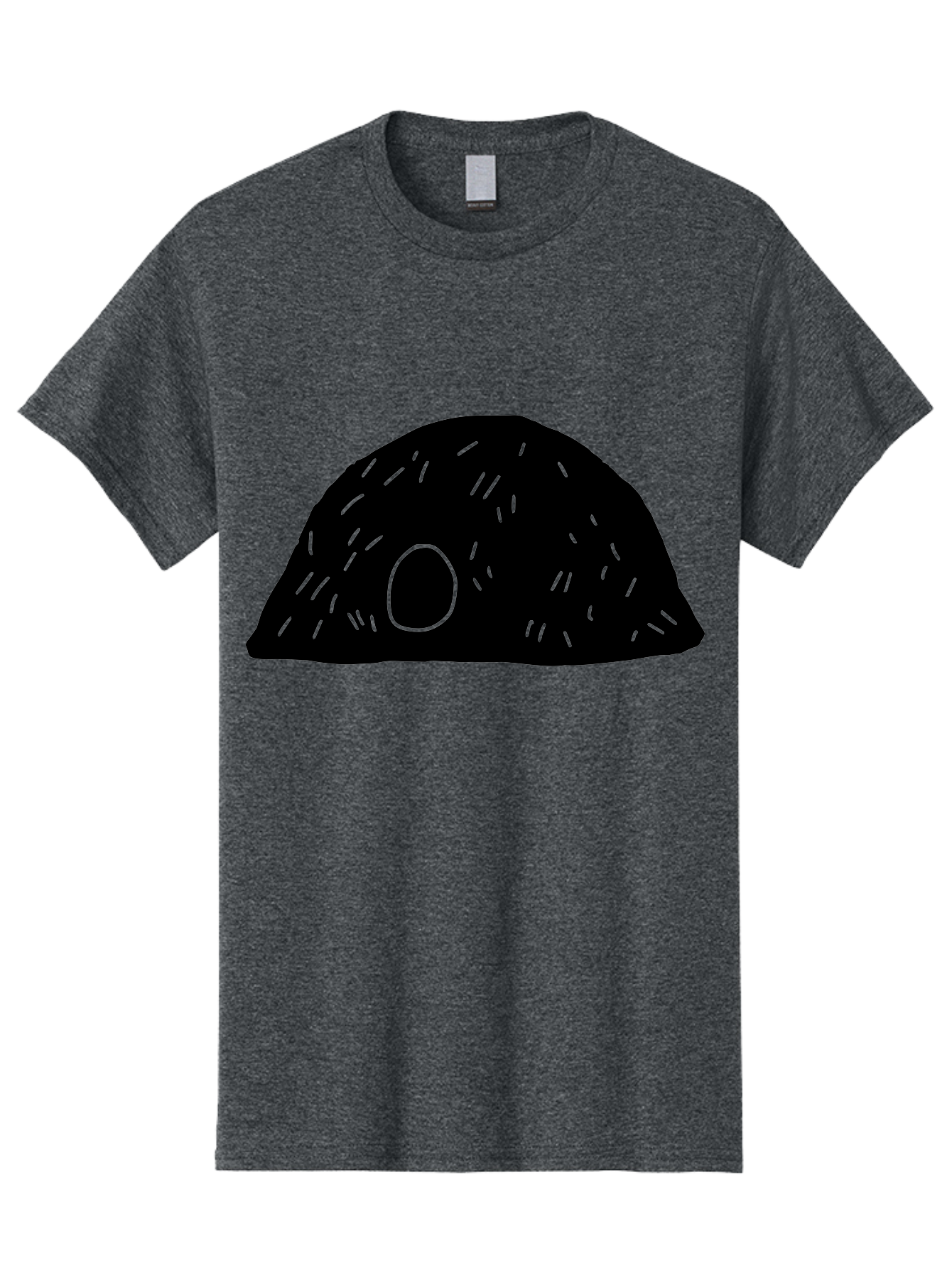 Black-Mushroom Men'S Graphic Tee, 100% Cotton, Comfortable Casual Summer Wear, Machine Washable, Black Dome Shape, Green Neon Lines, Abstract Art, Futuristic Design, Modern Graphic, Minimalist Style, Simple Shapes, Neon Accents -  Aaa584