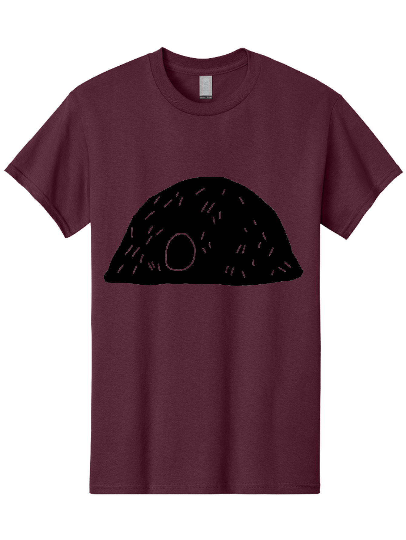 Black-Mushroom Men'S Graphic Tee, 100% Cotton, Comfortable Casual Summer Wear, Machine Washable, Black Dome Shape, Green Neon Lines, Abstract Art, Futuristic Design, Modern Graphic, Minimalist Style, Simple Shapes, Neon Accents -  Aaa584