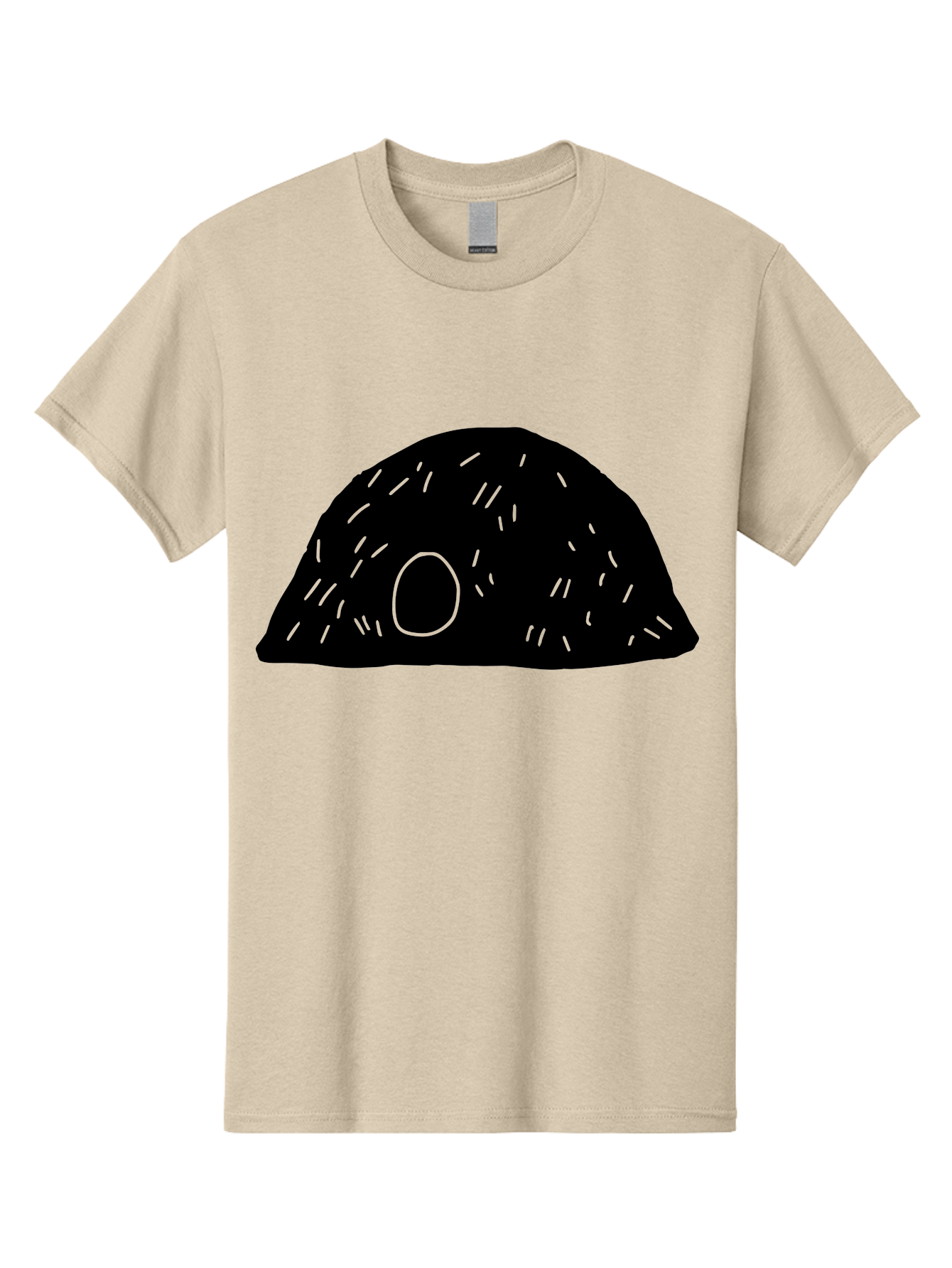 Black-Mushroom Men'S Graphic Tee, 100% Cotton, Comfortable Casual Summer Wear, Machine Washable, Black Dome Shape, Green Neon Lines, Abstract Art, Futuristic Design, Modern Graphic, Minimalist Style, Simple Shapes, Neon Accents -  Aaa584