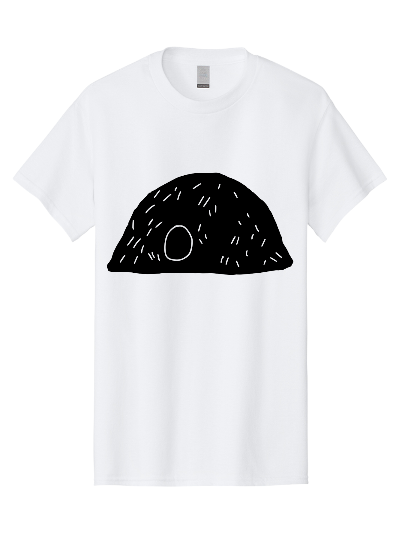 Black-Mushroom Men'S Graphic Tee, 100% Cotton, Comfortable Casual Summer Wear, Machine Washable, Black Dome Shape, Green Neon Lines, Abstract Art, Futuristic Design, Modern Graphic, Minimalist Style, Simple Shapes, Neon Accents -  Aaa584