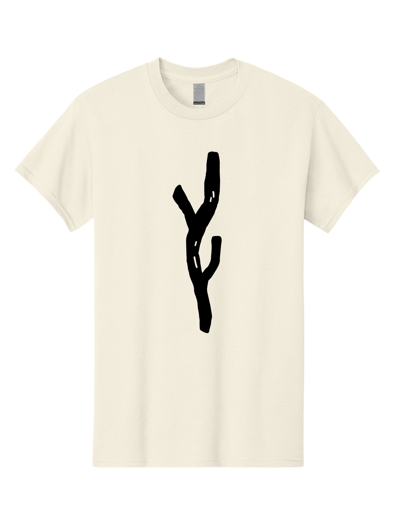 Black-Tree-Branches Men'S Graphic Tee, 100% Cotton, Comfortable Casual Summer Wear, Machine Washable, Pitchfork, Farm Equipment, Agricultural Tools, Rustic Icon, Black Silhouette, Folk Art, Country Style, Simple Design -  Aaa585