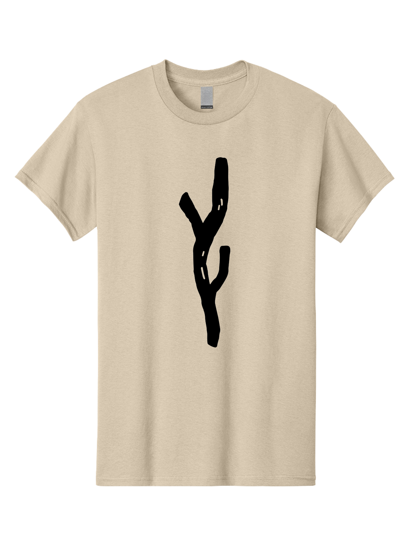 Black-Tree-Branches Men'S Graphic Tee, 100% Cotton, Comfortable Casual Summer Wear, Machine Washable, Pitchfork, Farm Equipment, Agricultural Tools, Rustic Icon, Black Silhouette, Folk Art, Country Style, Simple Design -  Aaa585