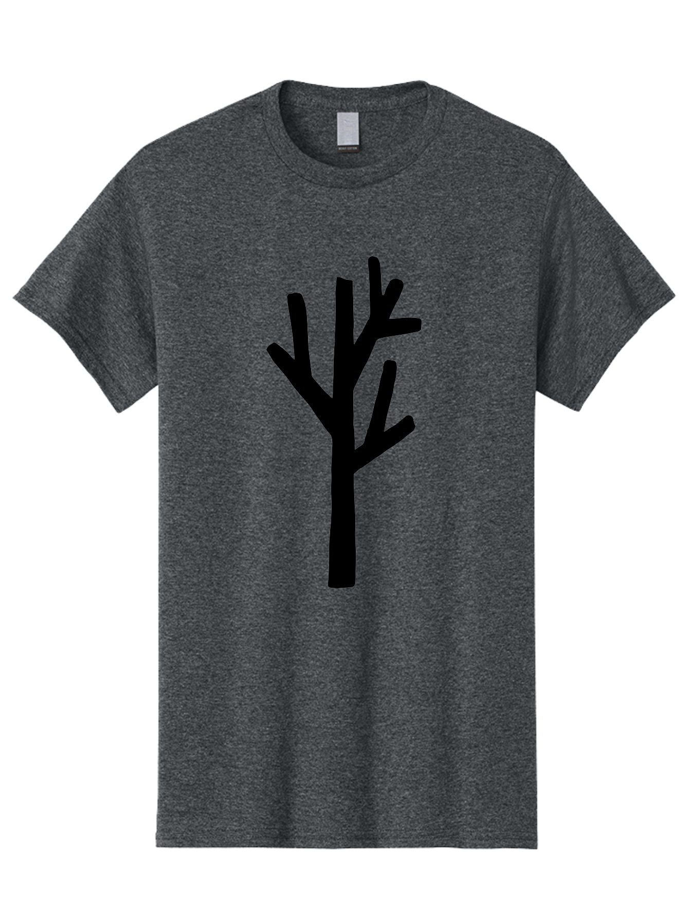 Black-Tree Men'S Graphic Tee, 100% Cotton, Comfortable Casual Summer Wear, Machine Washable, Tree Silhouette, Simple Illustration, Minimalist Design, Black Tree, Bare Branches, Abstract Art, Modern Graphic -  Aaa586