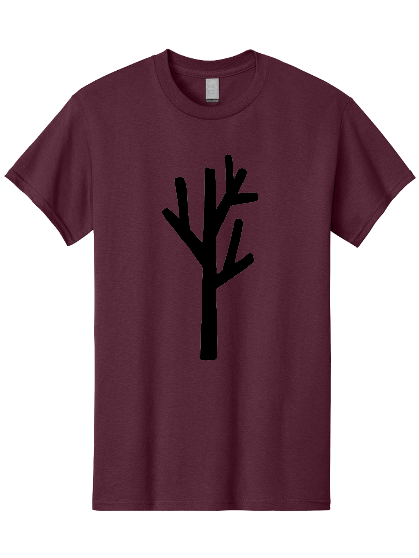 Black-Tree Men'S Graphic Tee, 100% Cotton, Comfortable Casual Summer Wear, Machine Washable, Tree Silhouette, Simple Illustration, Minimalist Design, Black Tree, Bare Branches, Abstract Art, Modern Graphic -  Aaa586