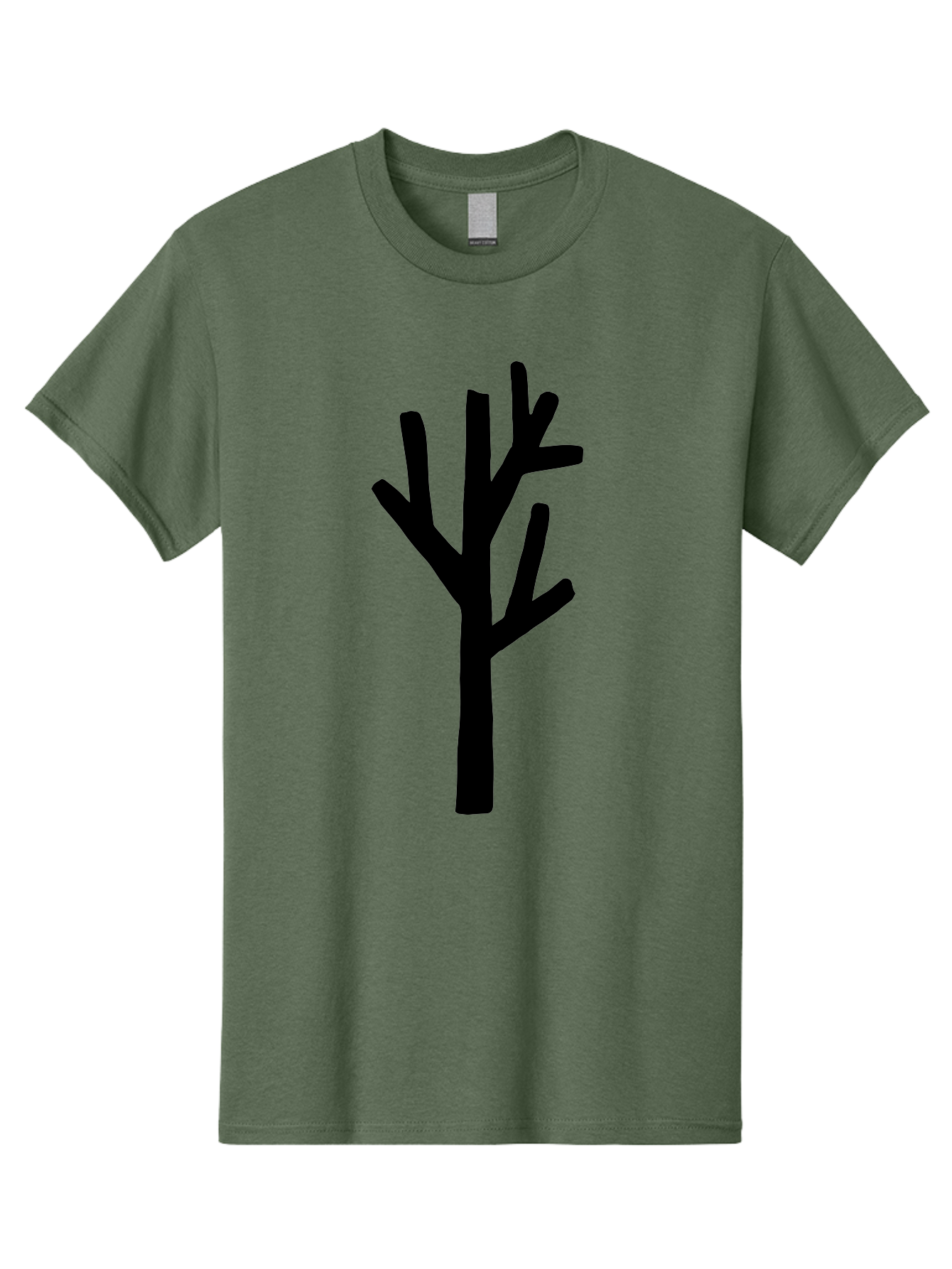 Black-Tree Men'S Graphic Tee, 100% Cotton, Comfortable Casual Summer Wear, Machine Washable, Tree Silhouette, Simple Illustration, Minimalist Design, Black Tree, Bare Branches, Abstract Art, Modern Graphic -  Aaa586