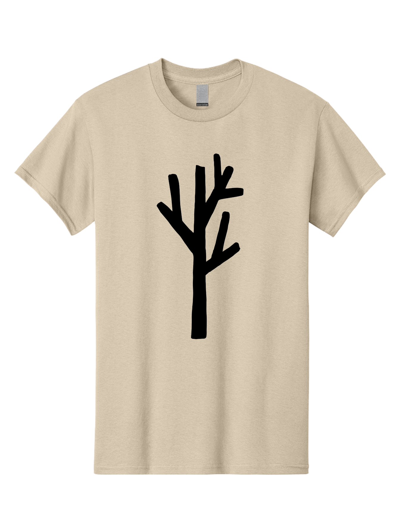 Black-Tree Men'S Graphic Tee, 100% Cotton, Comfortable Casual Summer Wear, Machine Washable, Tree Silhouette, Simple Illustration, Minimalist Design, Black Tree, Bare Branches, Abstract Art, Modern Graphic -  Aaa586