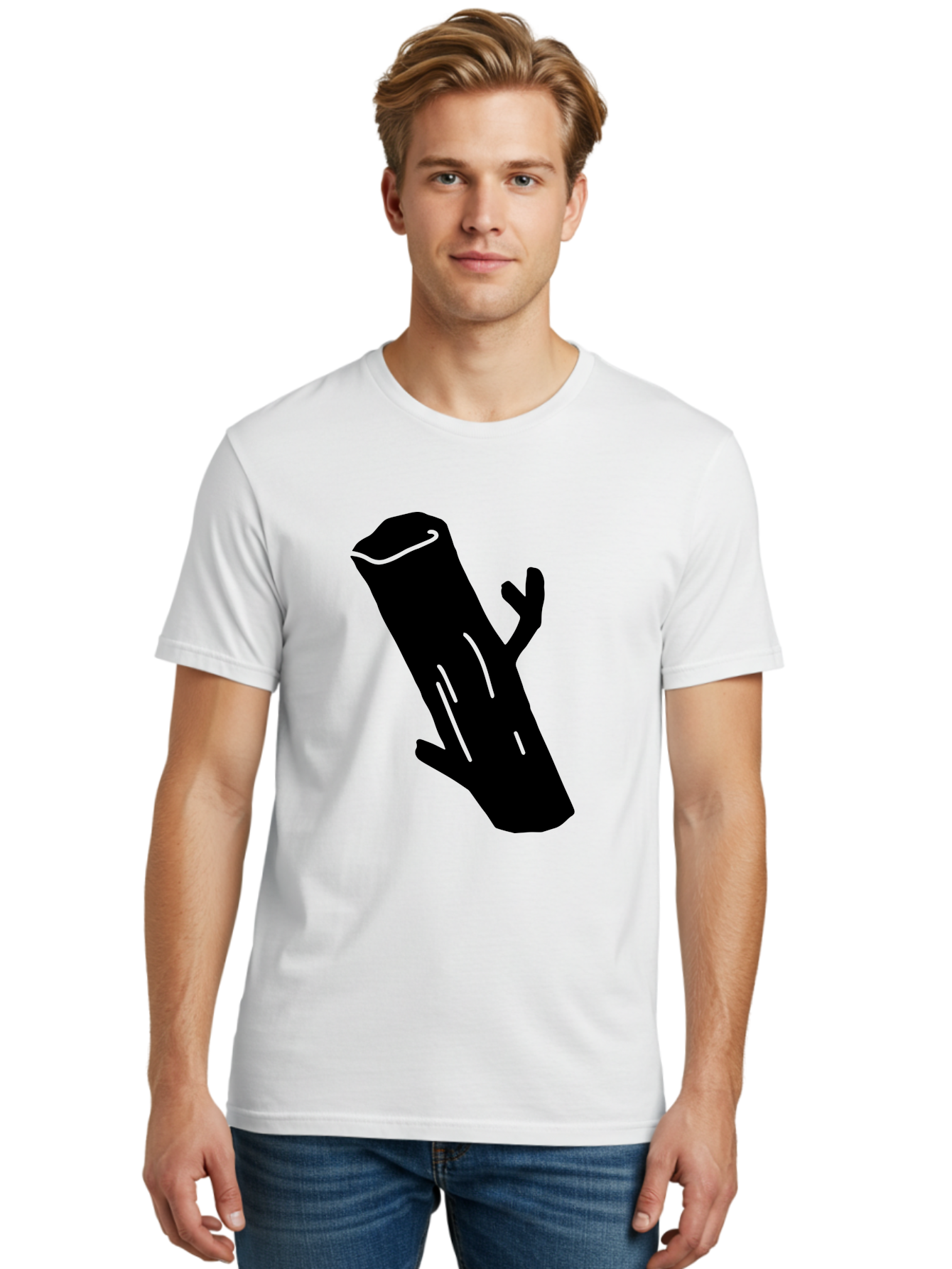 Cigar Men'S Graphic Tee, 100% Cotton, Comfortable Casual Summer Wear, Machine Washable, Tree Stump, Forest Floor, Natural Texture, Wooden Log, Branch Silhouette, Earthy Tones, Forest Scenery, Outdoor Environment -  Aaa587