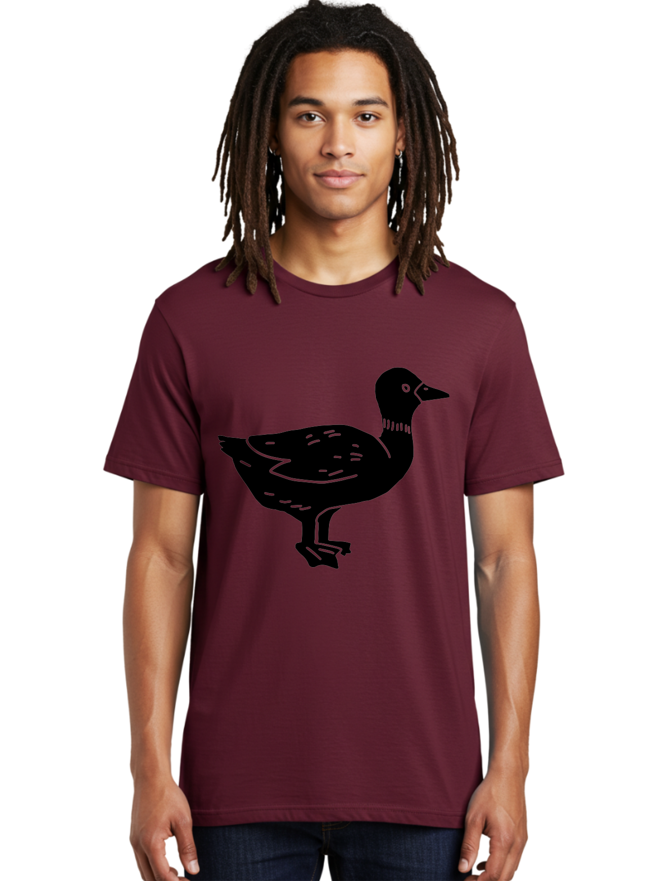 Duck Men'S Graphic Tee, 100% Cotton, Comfortable Casual Summer Wear, Machine Washable, Duck Silhouette, Minimalist Art, Simple Shapes, Bird Illustration, Wildlife Graphic, Vector Art, Black And Green, Modern Design -  Aaa588